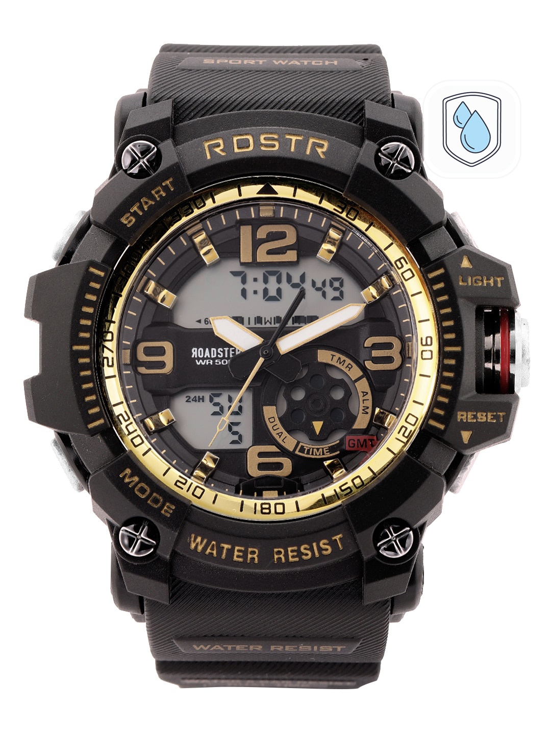 

Roadster Men Dial & Cut Work Straps Analogue and Digital Watch MFB-PN-SM-8545, Black