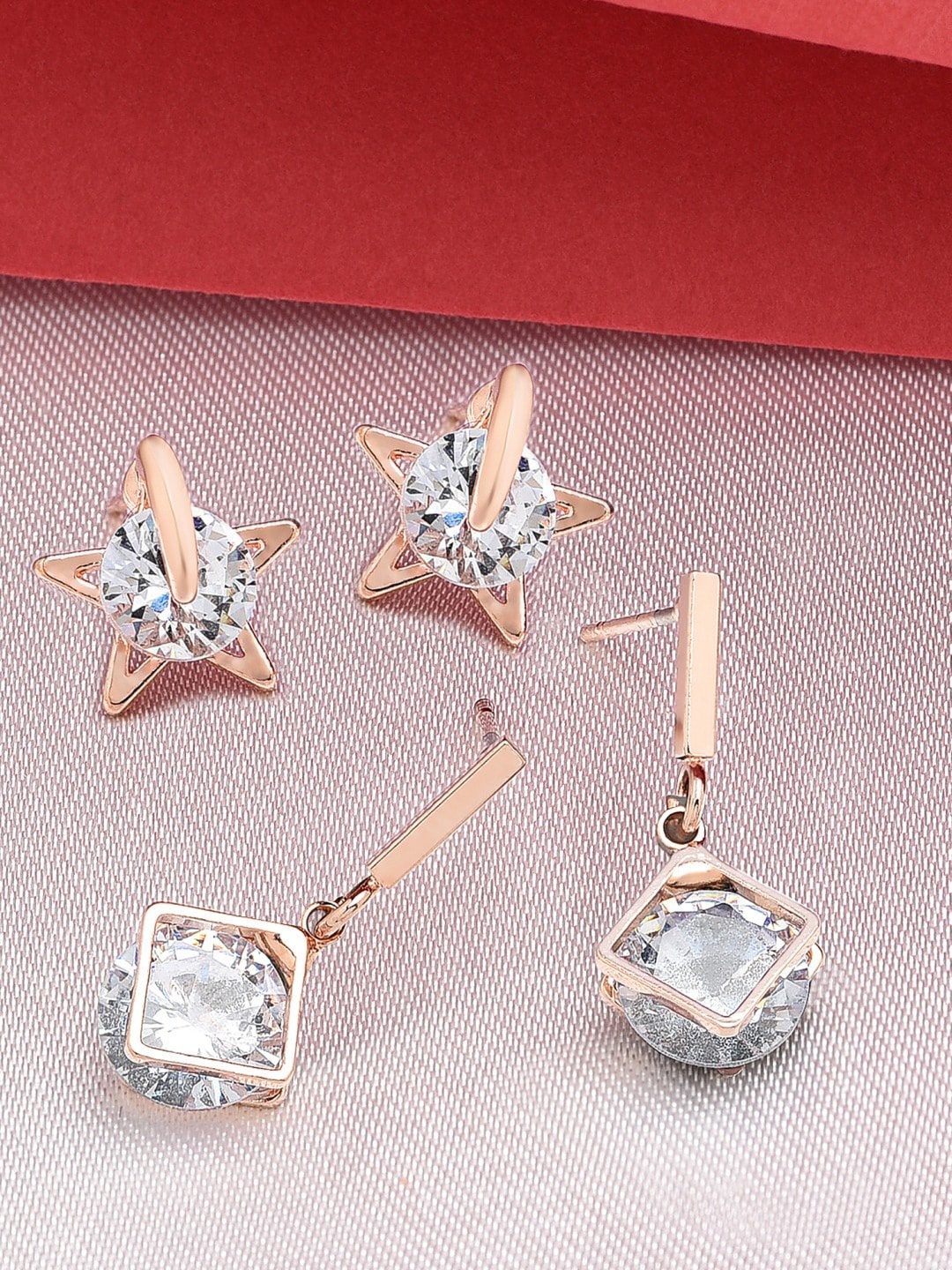 

Zaveri Pearls Rose Gold Contemporary Drop Earrings