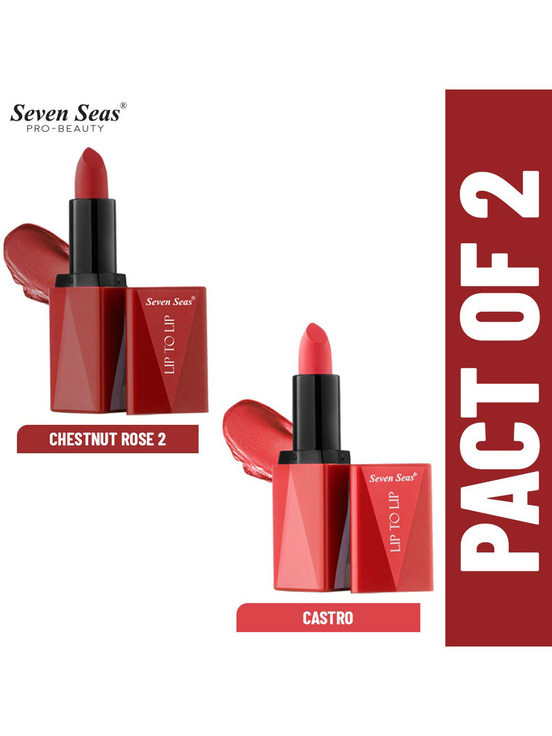 

Seven Seas Set of 2 Lip To Lip Matte Lipstick - Chestnut Rose2-305 & Castro 309, Brown