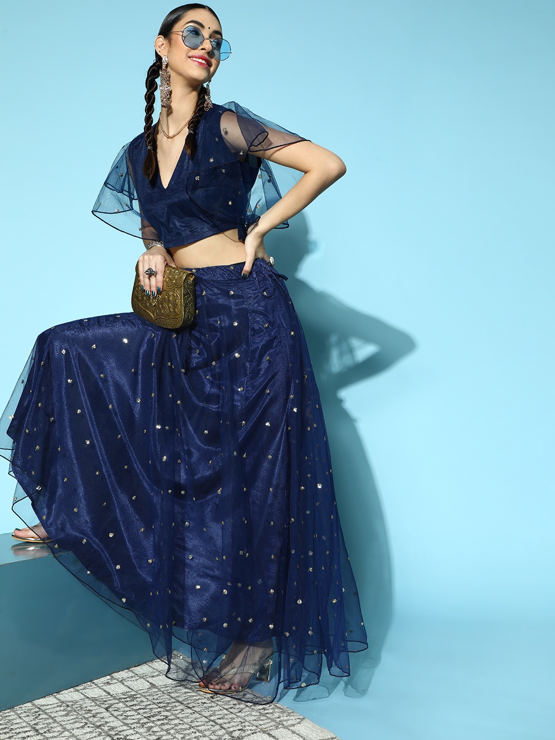 

Shae by SASSAFRAS Women Deep Navy Blue Solid All in the Details Skirt