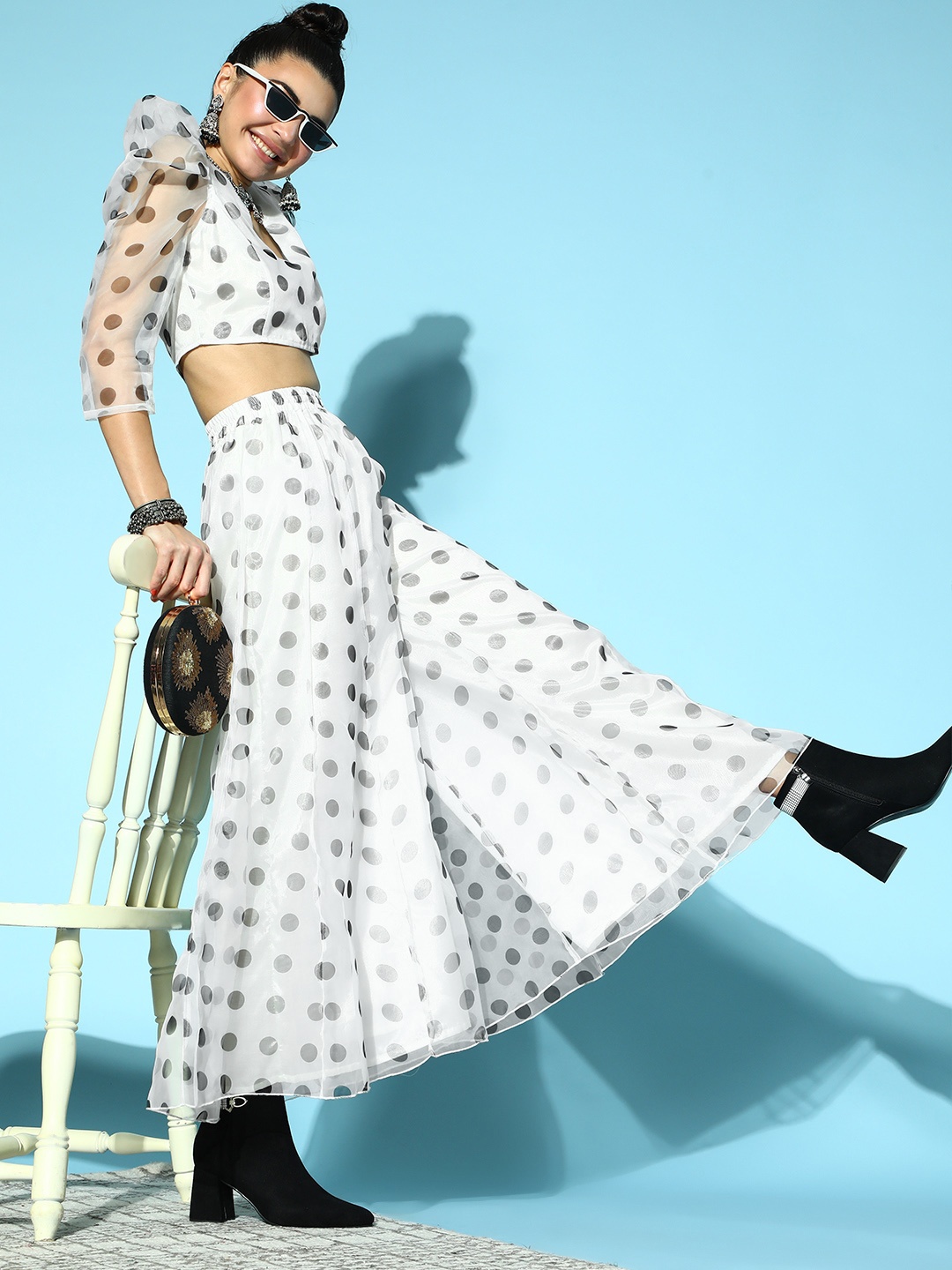 

Shae by SASSAFRAS Women Classic White Polka-Dotted All in the Details Trousers