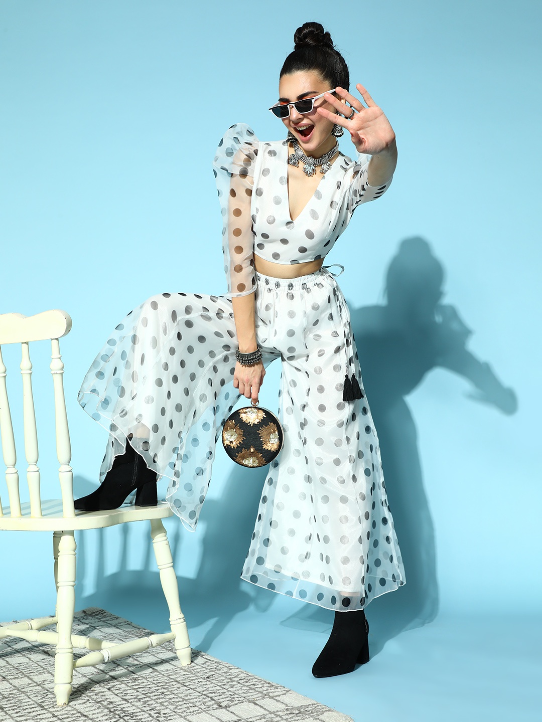 

Shae by SASSAFRAS Women White Polka-Dotted All in the Details Top