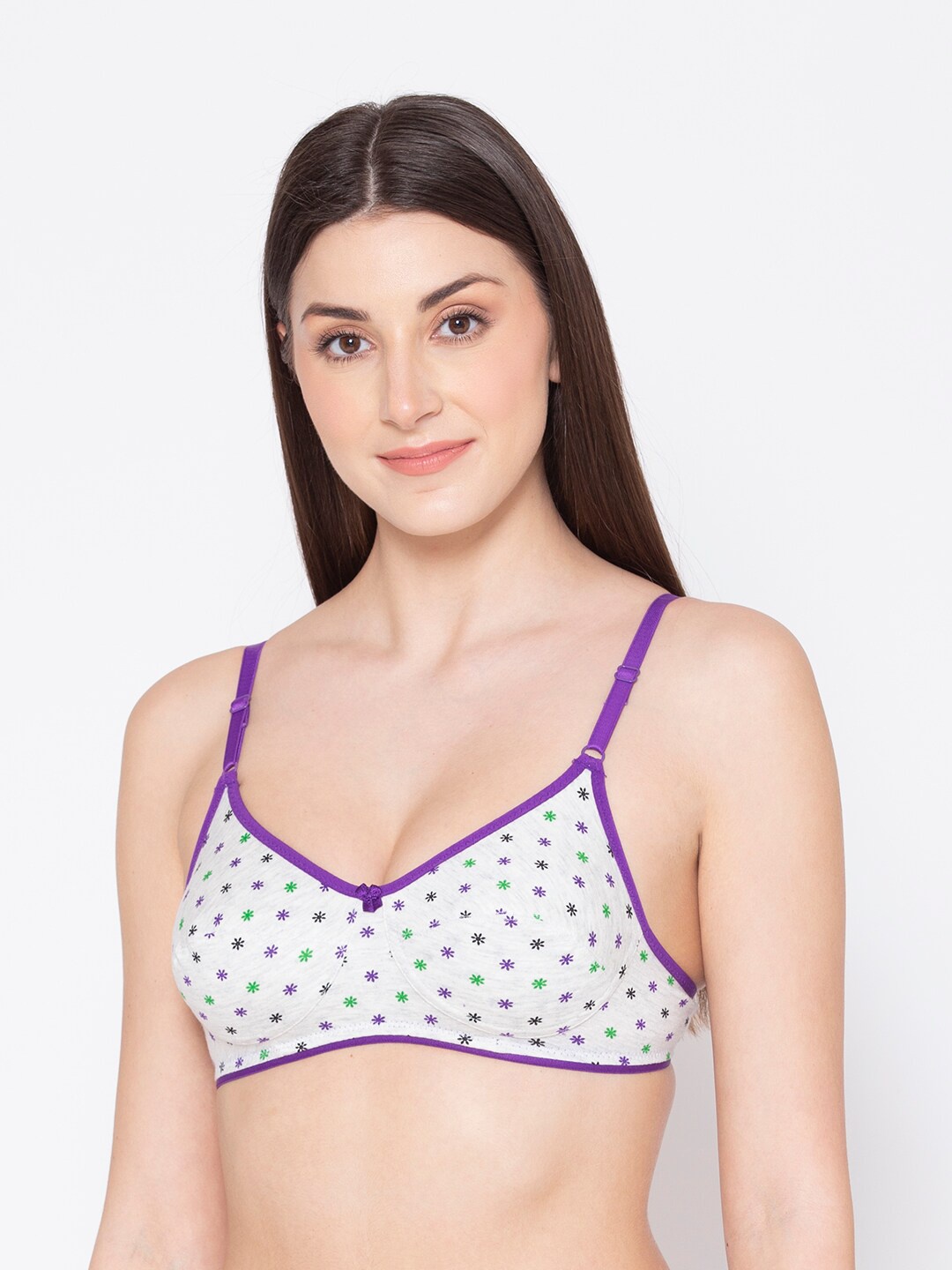 

GROVERSONS Paris Beauty Women Purple & White Printed Non Padded Non Wired T-shirt Bra