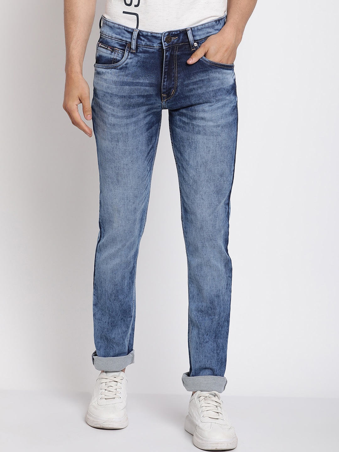

Cantabil Men Blue Jean Heavy Fade Stretchable Cotton Jeans