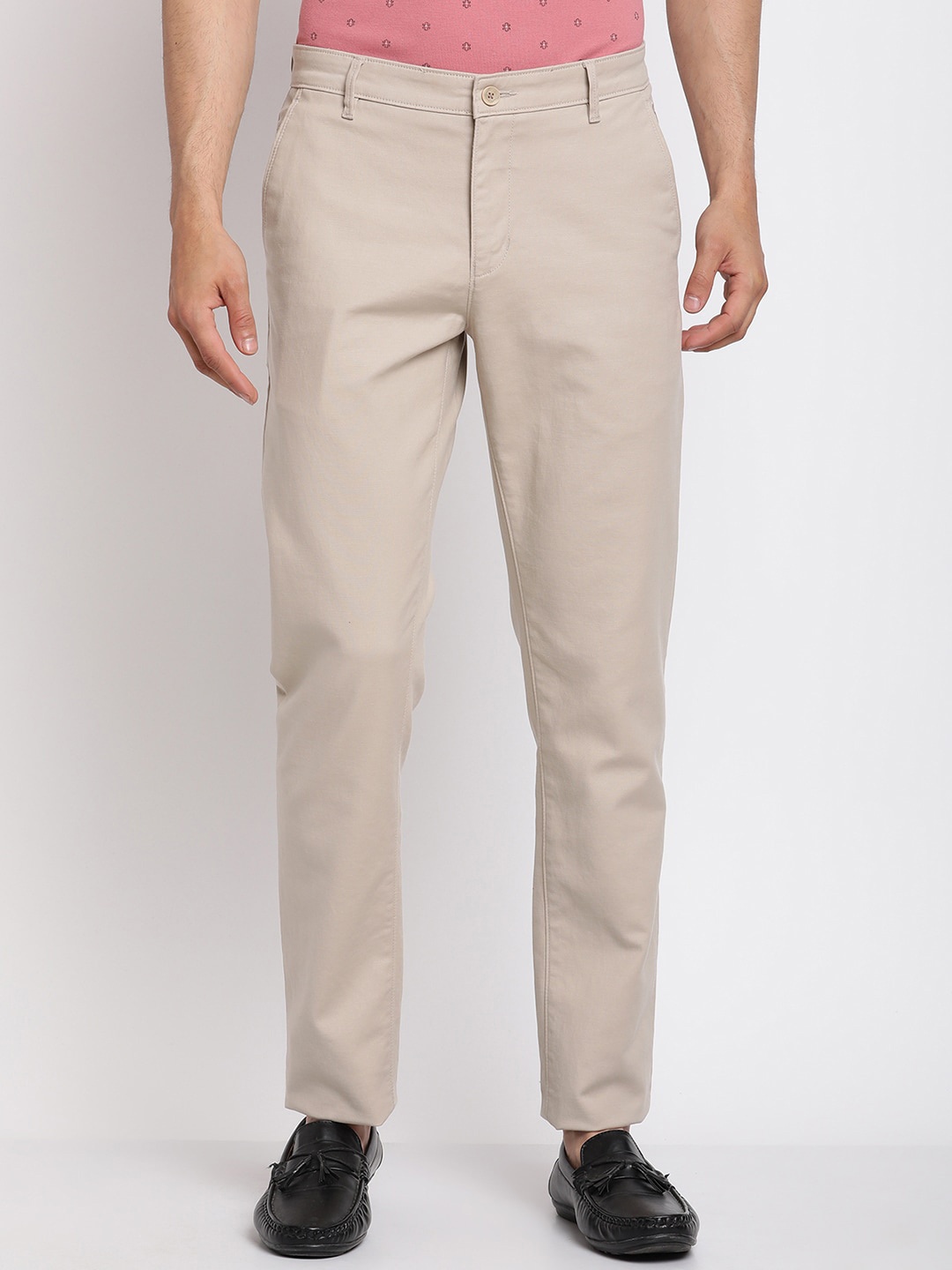 

Cantabil Men Beige Original Regular-Fit Pure Cotton Trousers