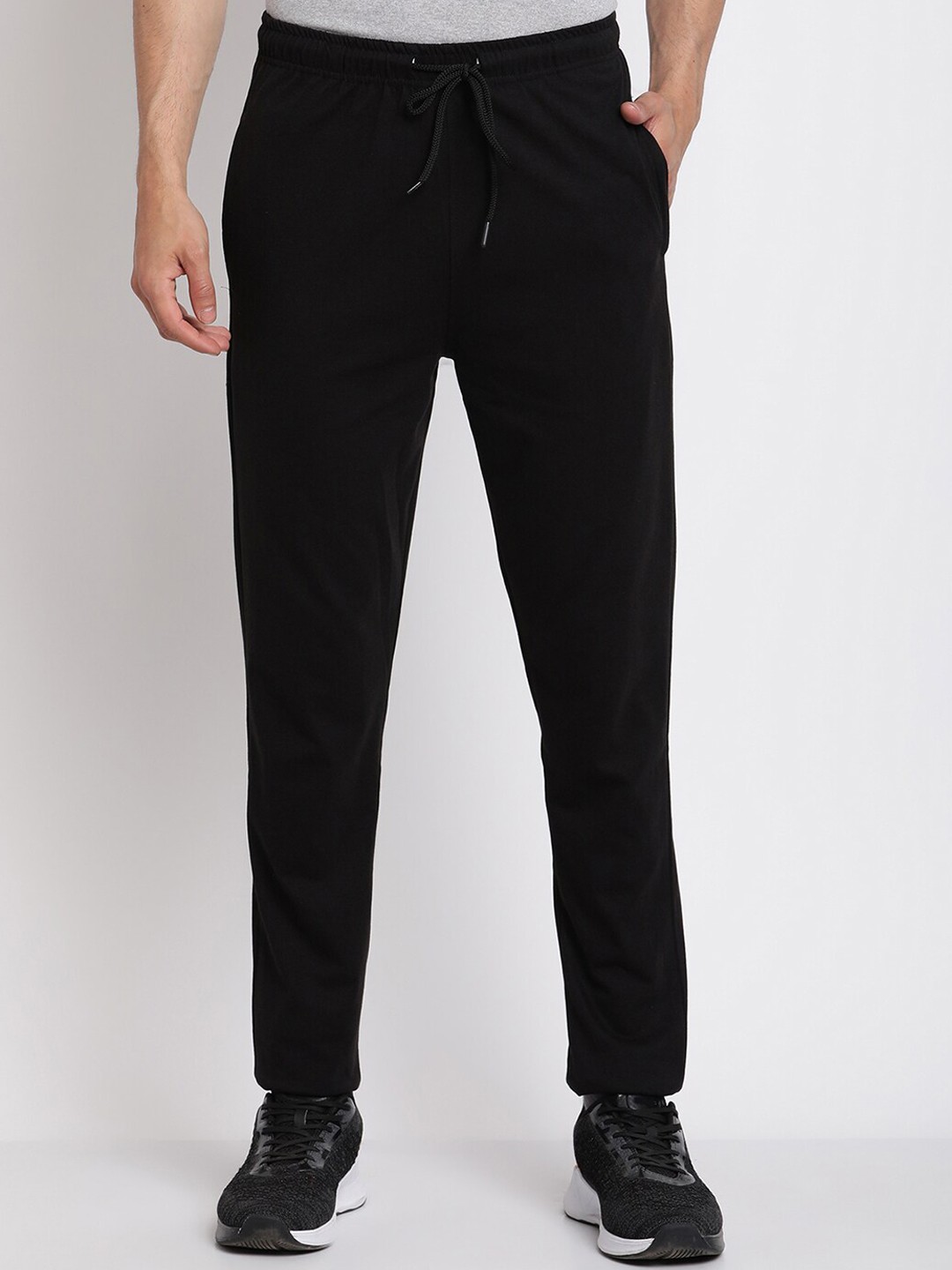 

Cantabil Men Black Solid Pure Cotton Track Pant