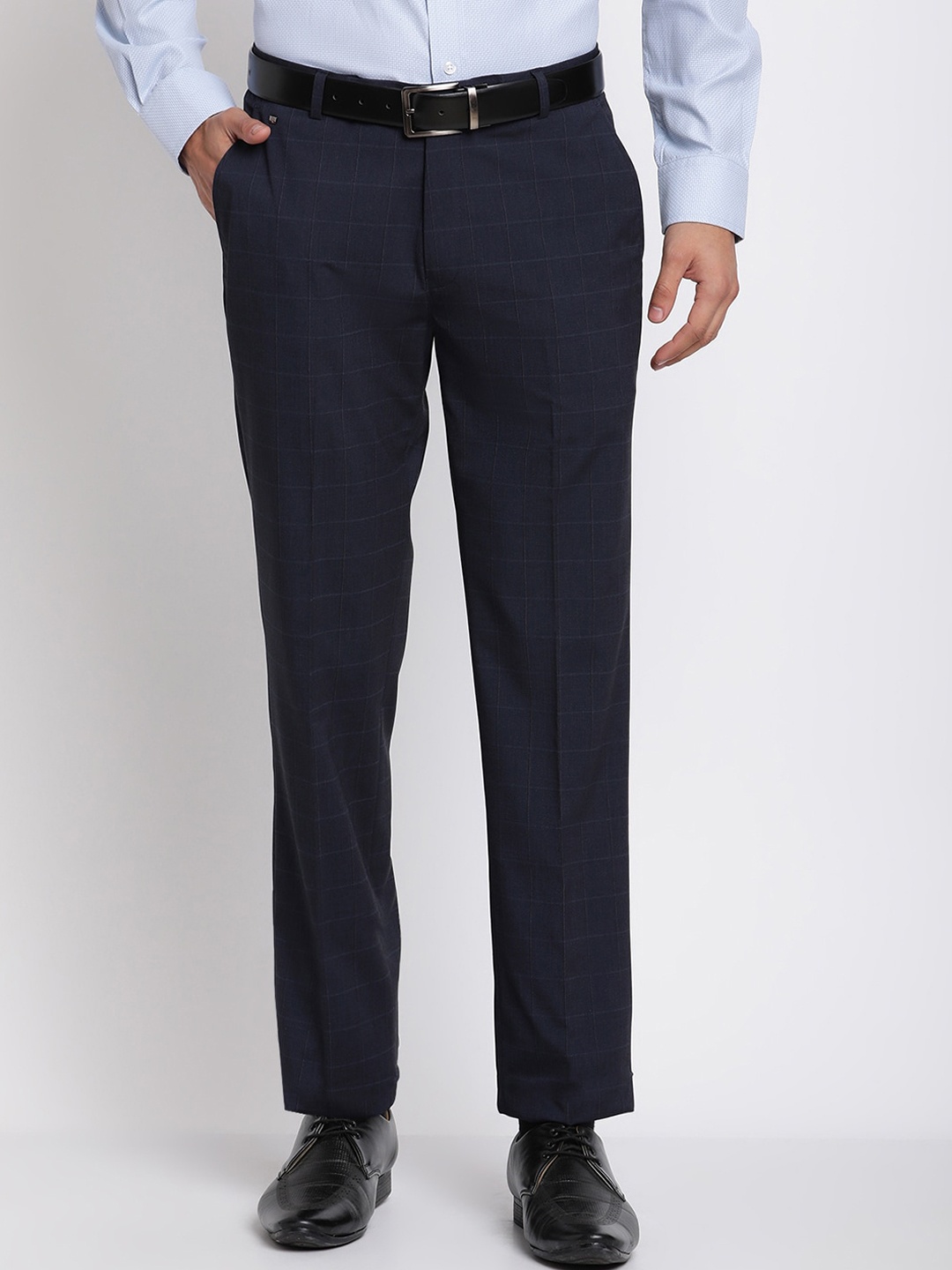 

Cantabil Men Navy Blue Original Pure Cotton Regular Fit Formal Trousers