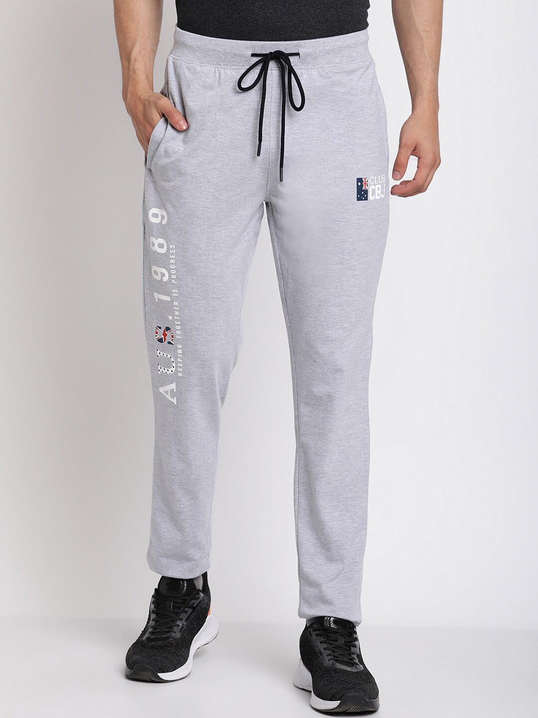 

Cantabil Men Grey Melange Regular Fit Printed Cotton Track Pant