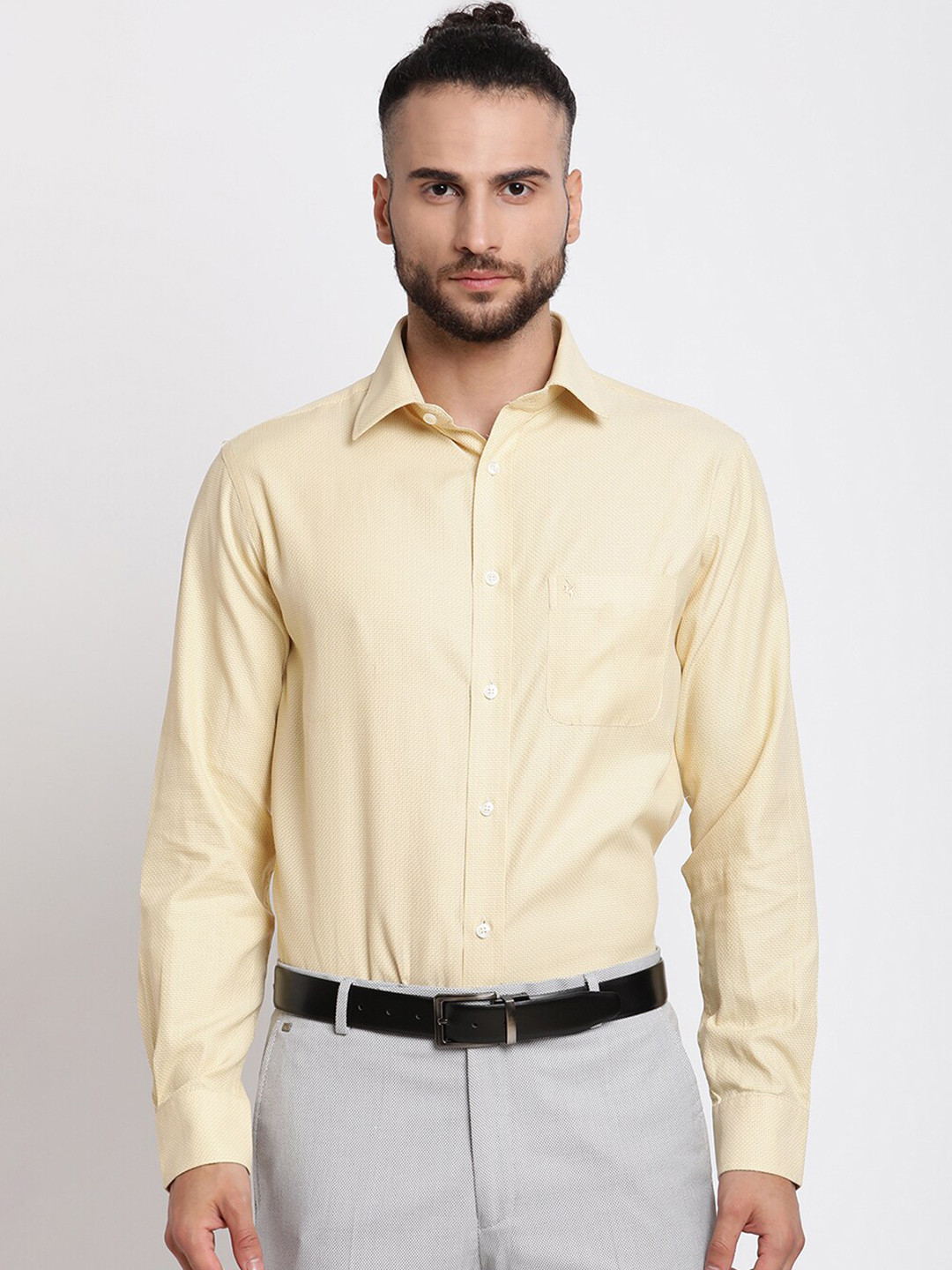 

Cantabil Men Yellow Cotton Regular Fit Formal Shirt
