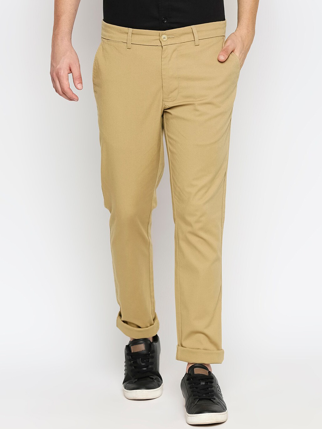 

Basics Men Khaki Tapered Fit Pleated Trousers
