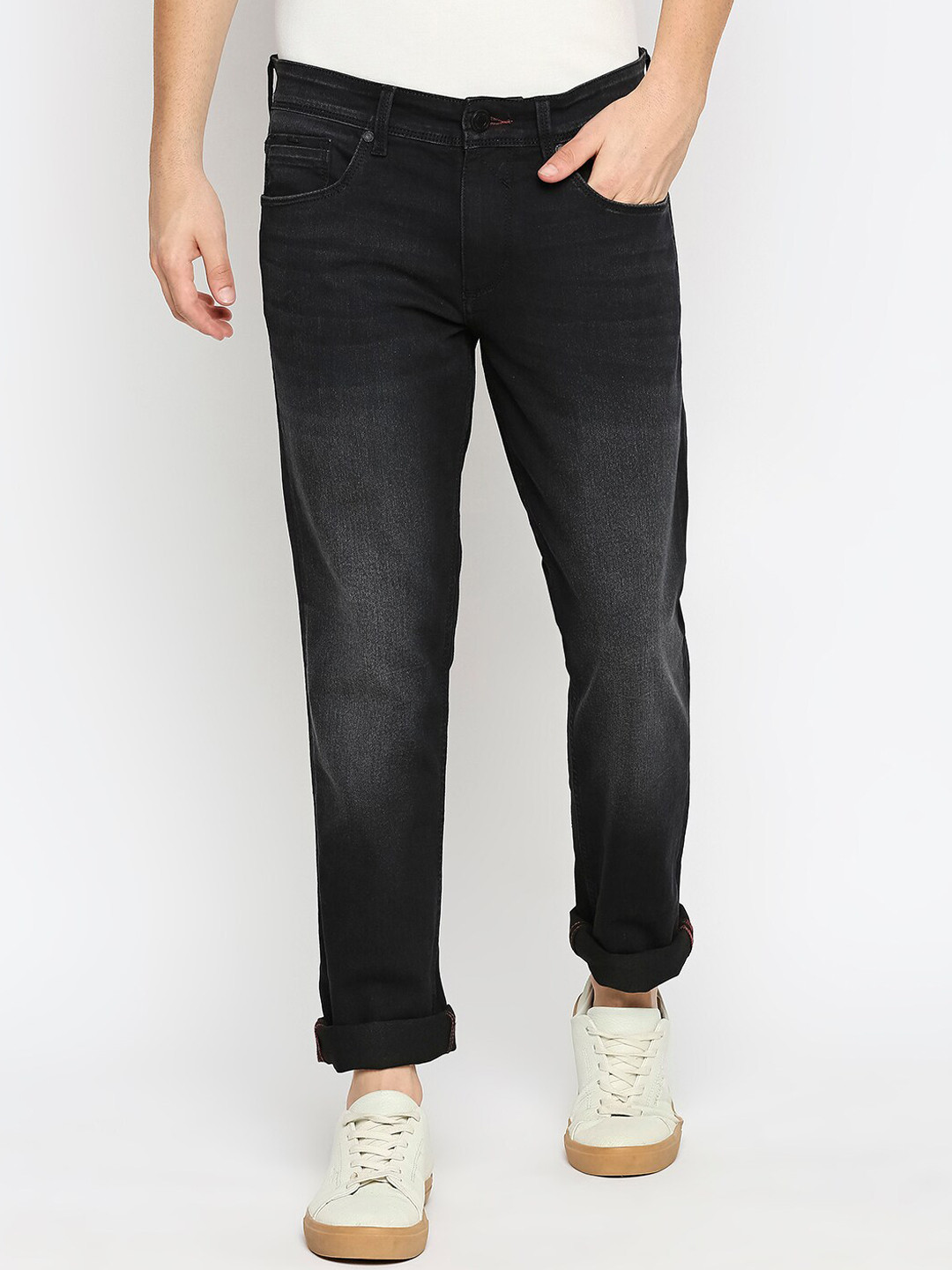 

Basics Men Black Skinny Fit Low-Rise Light Fade Stretchable Jeans