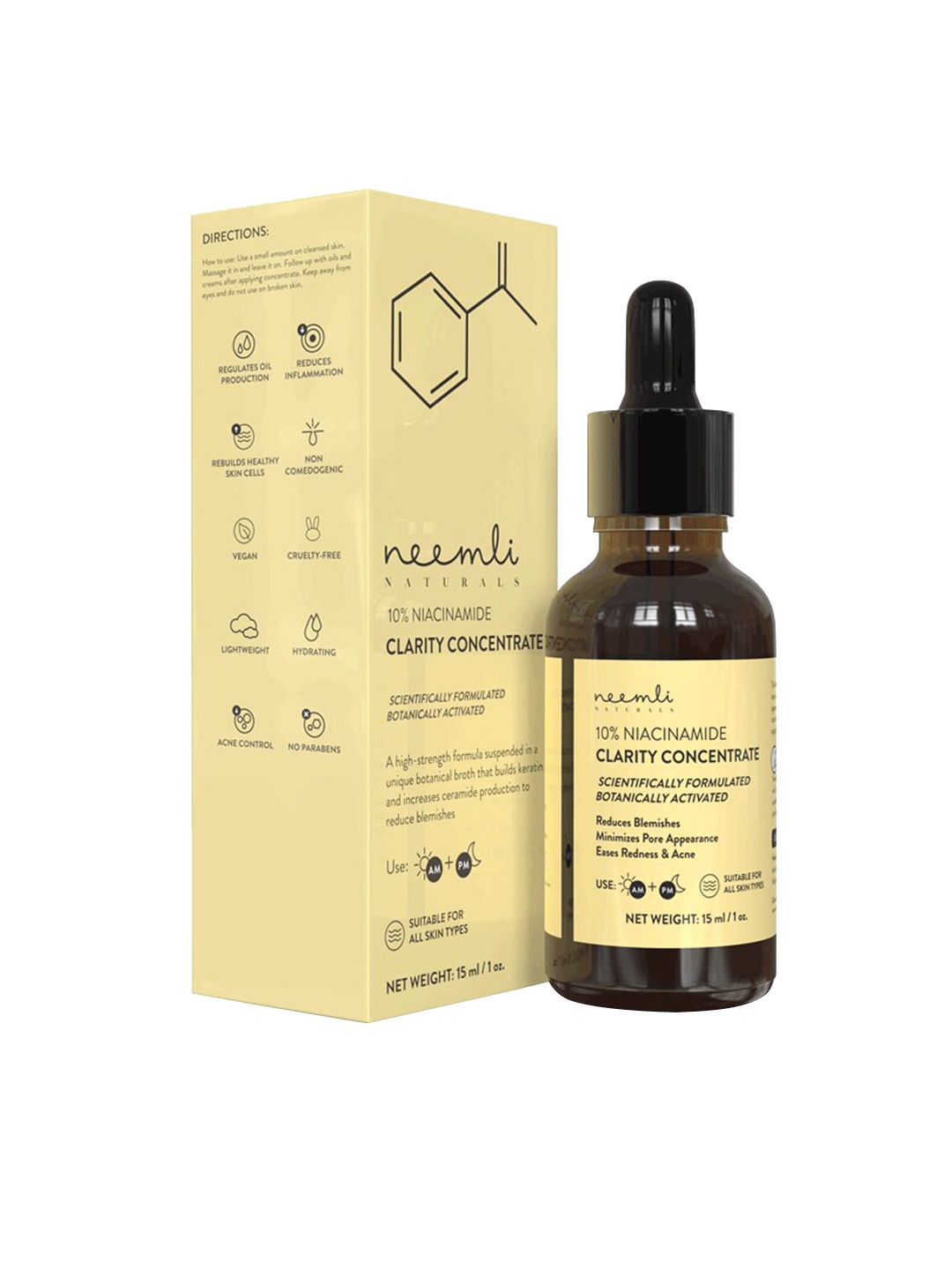 

Neemli Naturals 10% Niacinamide Clarity Concentrate Face Serum - 15 ml, Yellow