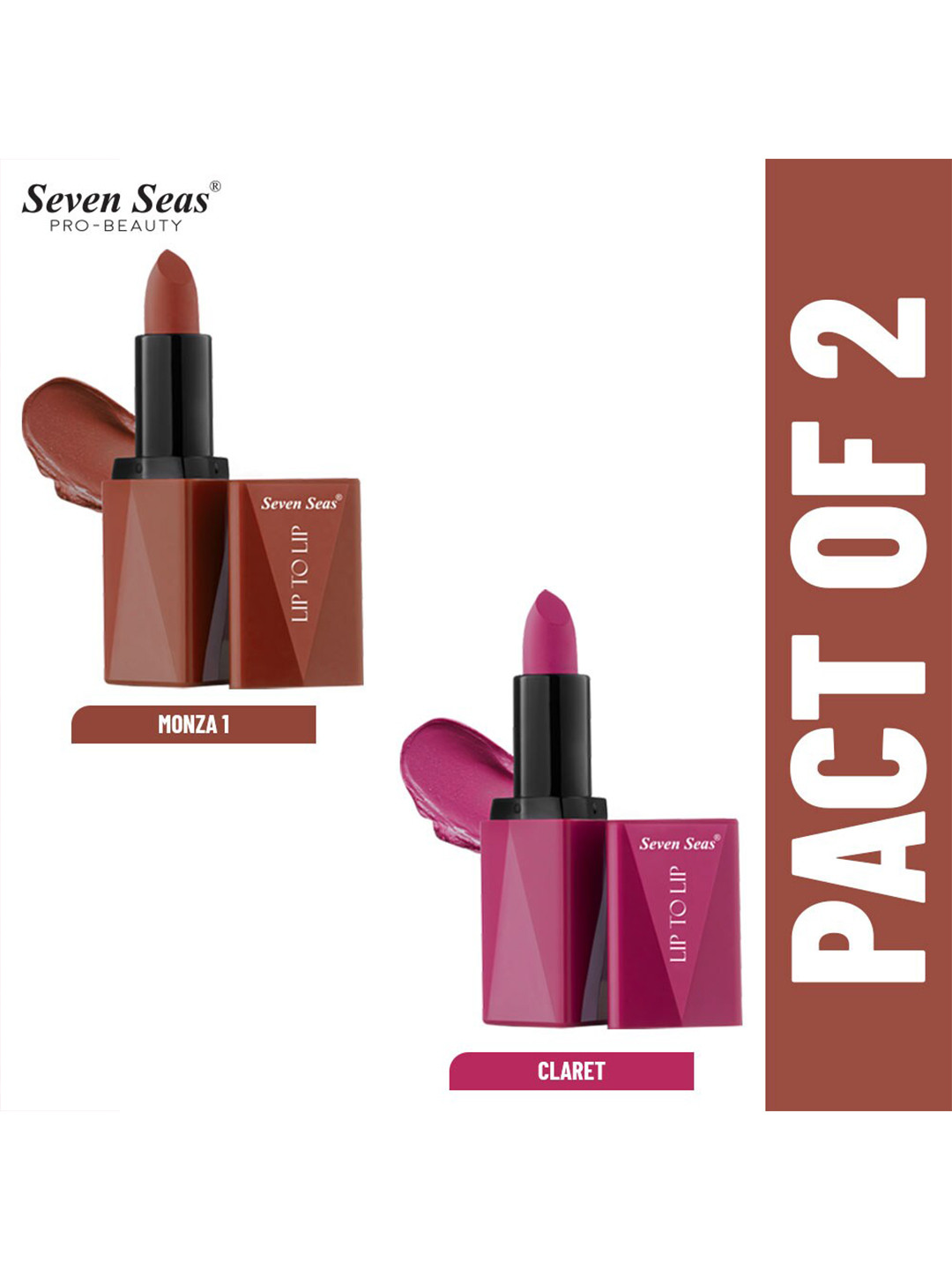

Seven Seas Set of 2 Lip to Lip Matte Lipsticks - Monza 1 & Claret, Brown