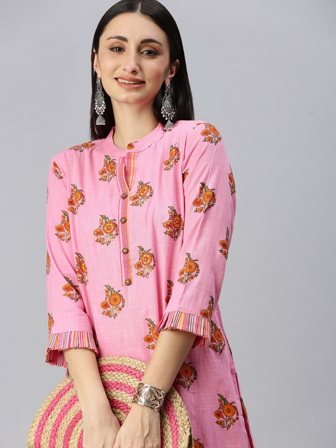 

SHOWOFF Women Pink Floral Printed Kurta with Palazzo