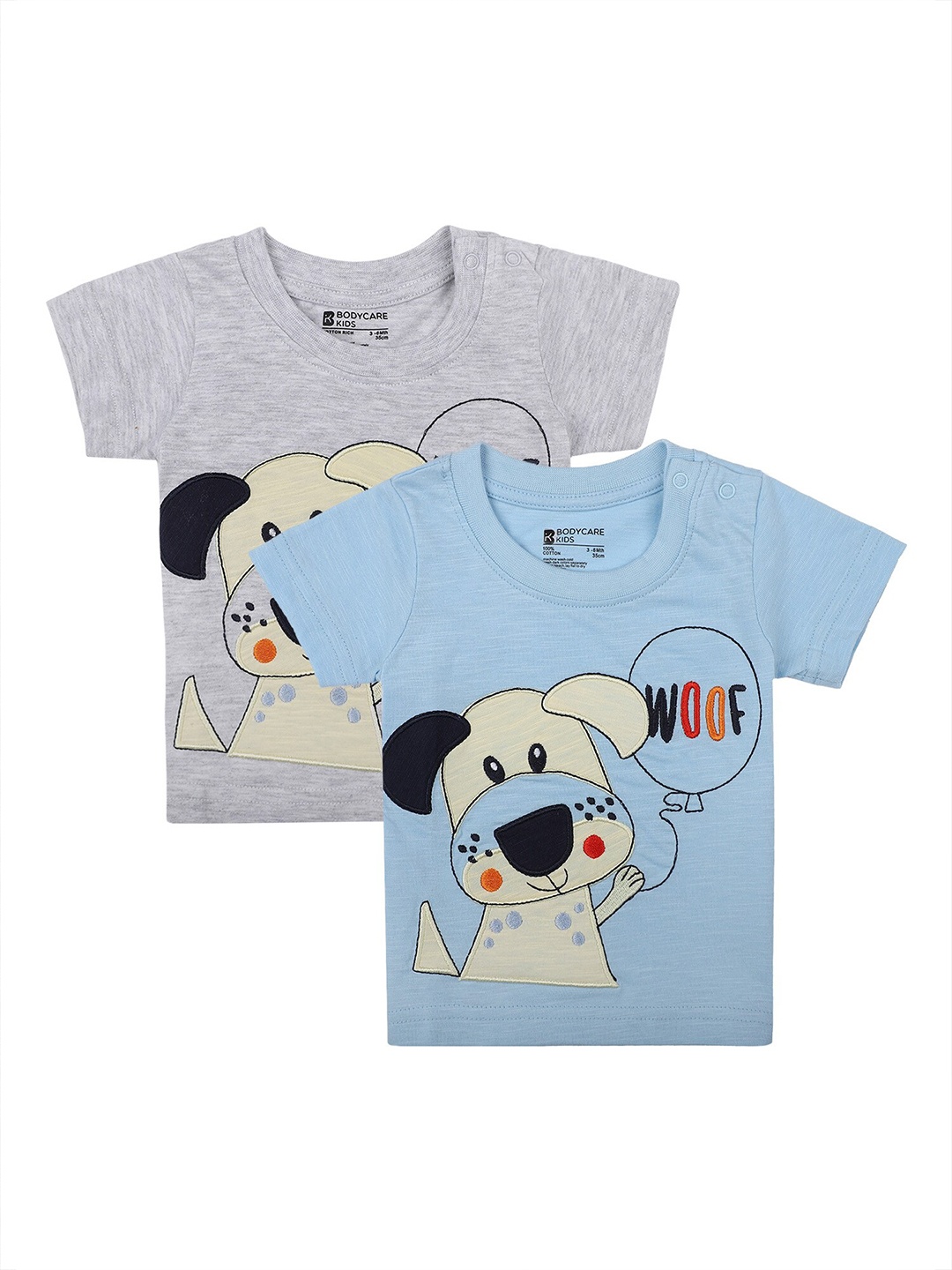 

Bodycare Kids Boys Pack Of 2 Blue & Grey Printed Cotton T-shirt