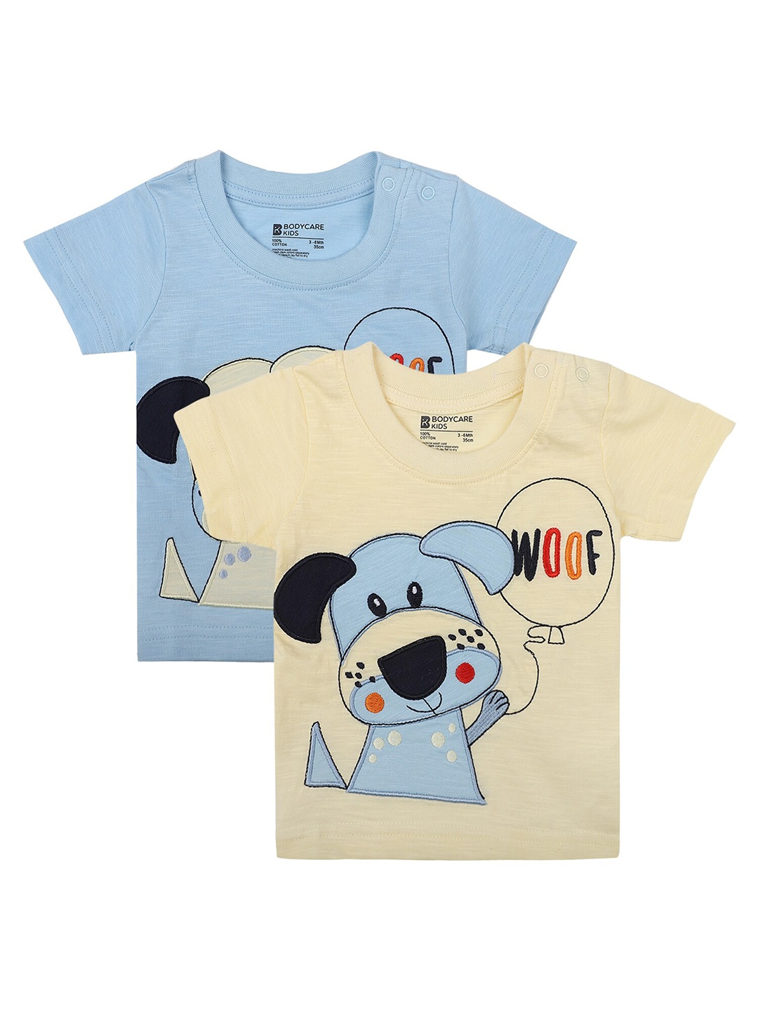 Bodycare Kids Boys Off White & Blue Pack of 2 Printed Cotton T-shirts