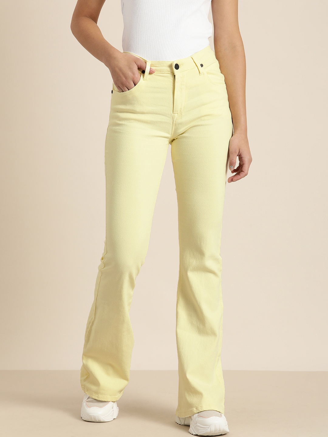 

Moda Rapido Women Yellow Bootcut Stretchable Jeans