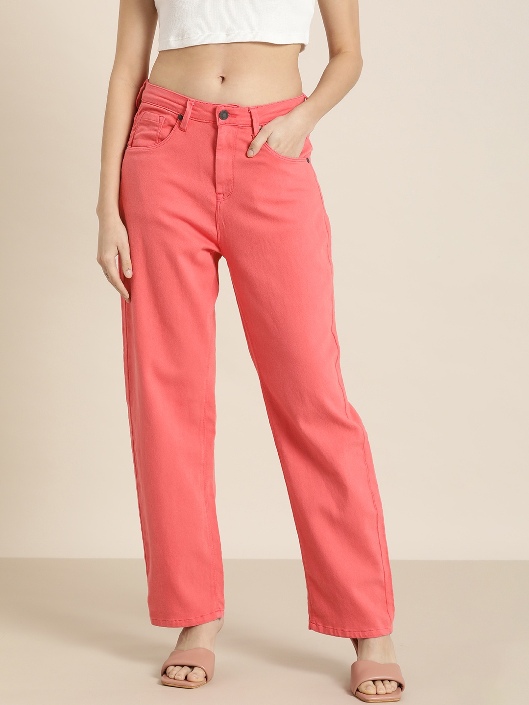 

Moda Rapido Women Pink Relaxed Fit High-Rise Stretchable Jeans