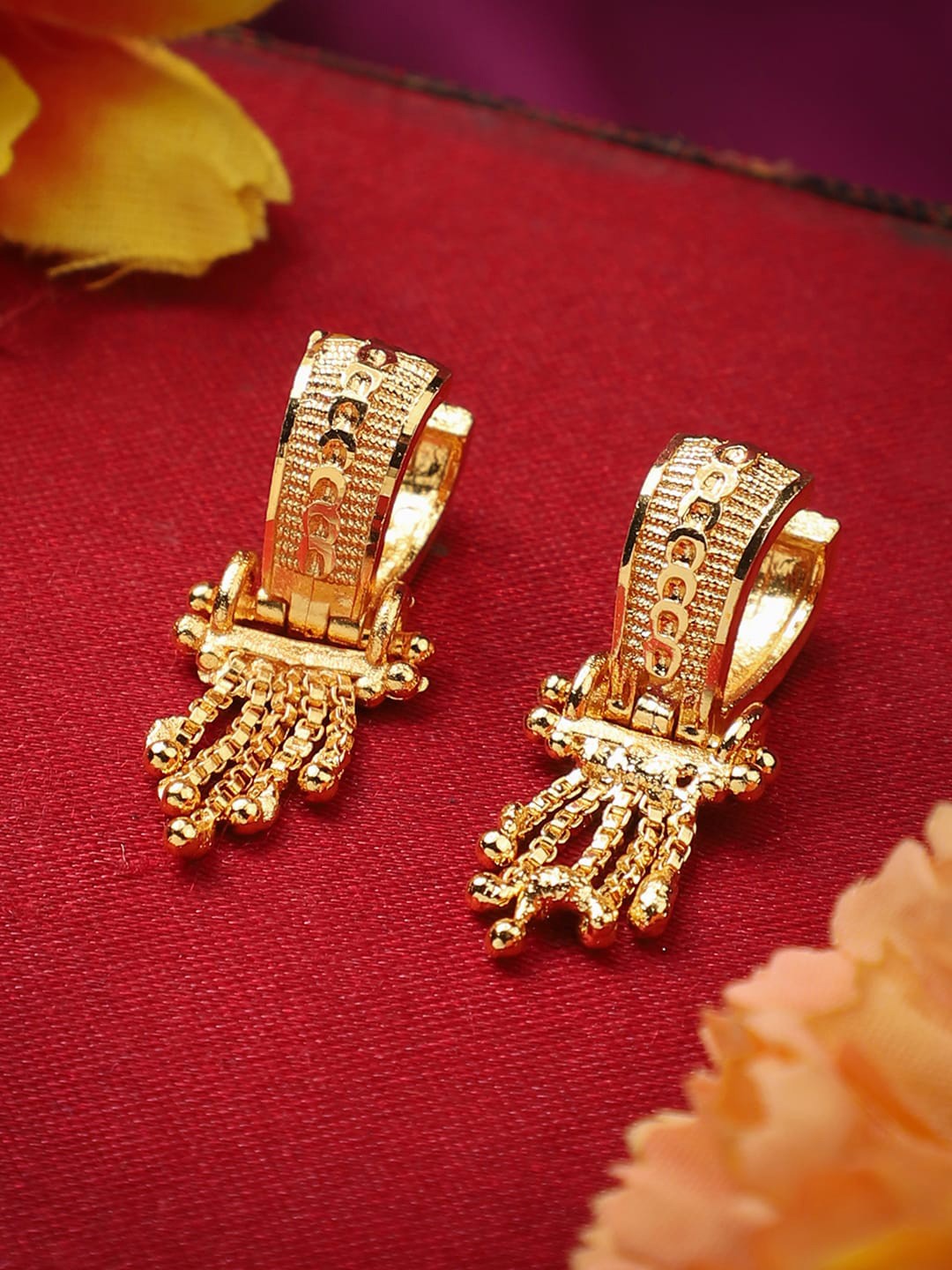 

ANIKAS CREATION Gold-Plated Classic Drop Earrings