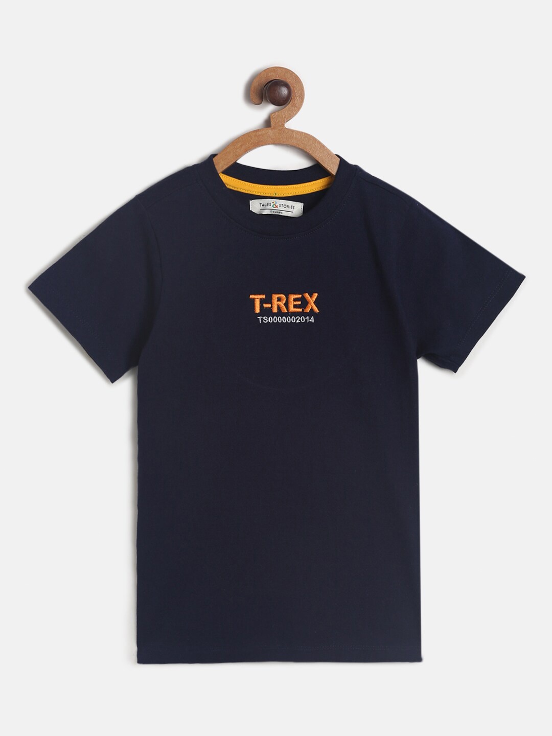 

TALES & STORIES Boys Navy Blue Typography Cotton T-shirt