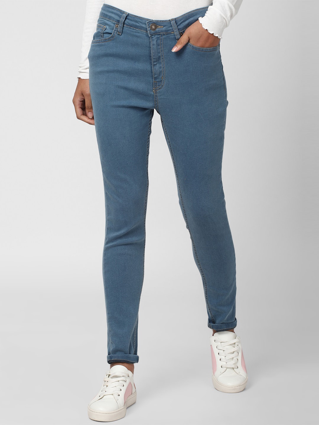 

FOREVER 21 Women Blue Regular Fit Jeans