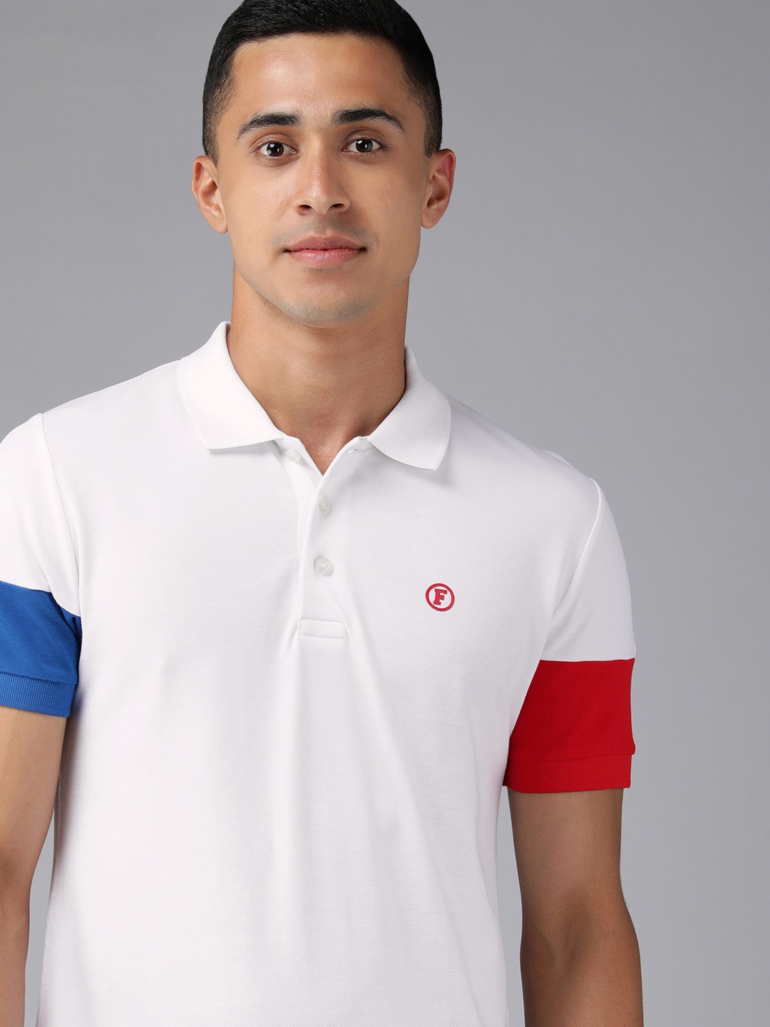 

French Connection Men White Polo Collar Slim Fit T-shirt
