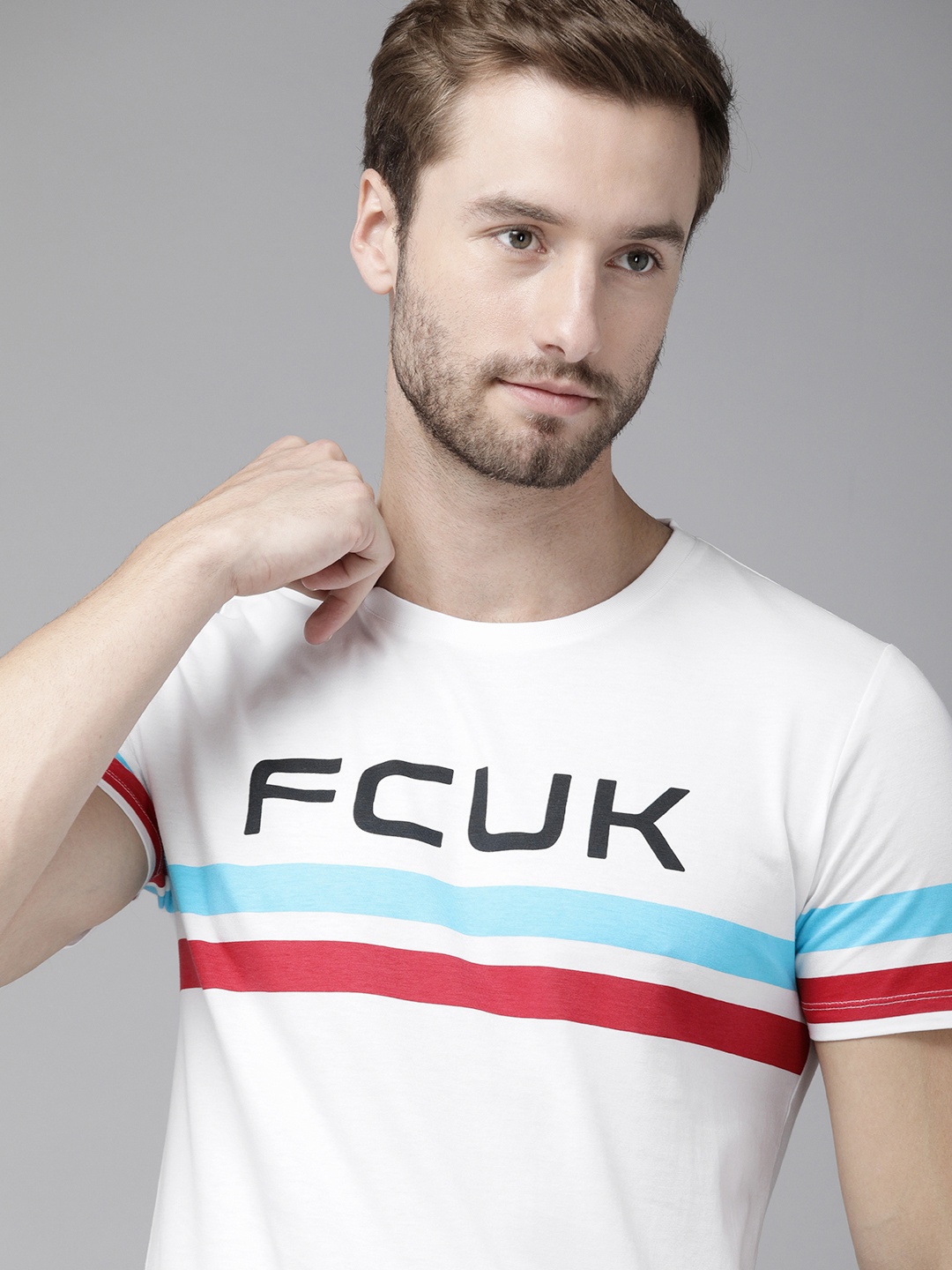 

French Connection Men White Brand Logo Printed Slim Fit T-shirt
