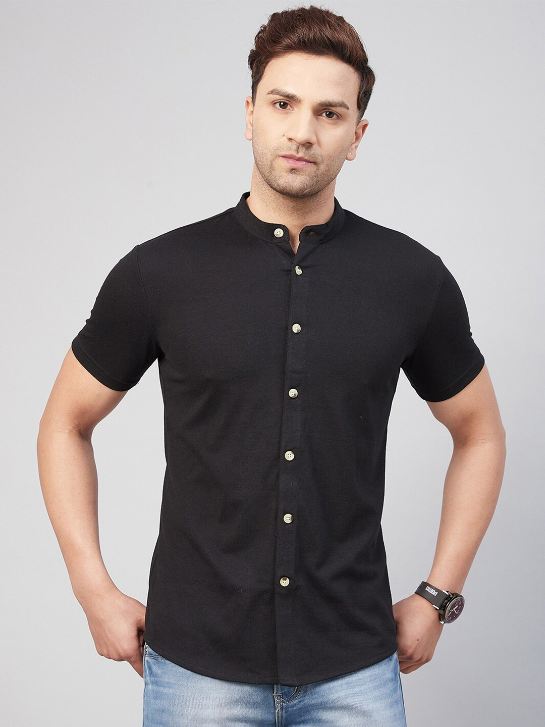 

GRITSTONES Men Black Comfort Casual Shirt