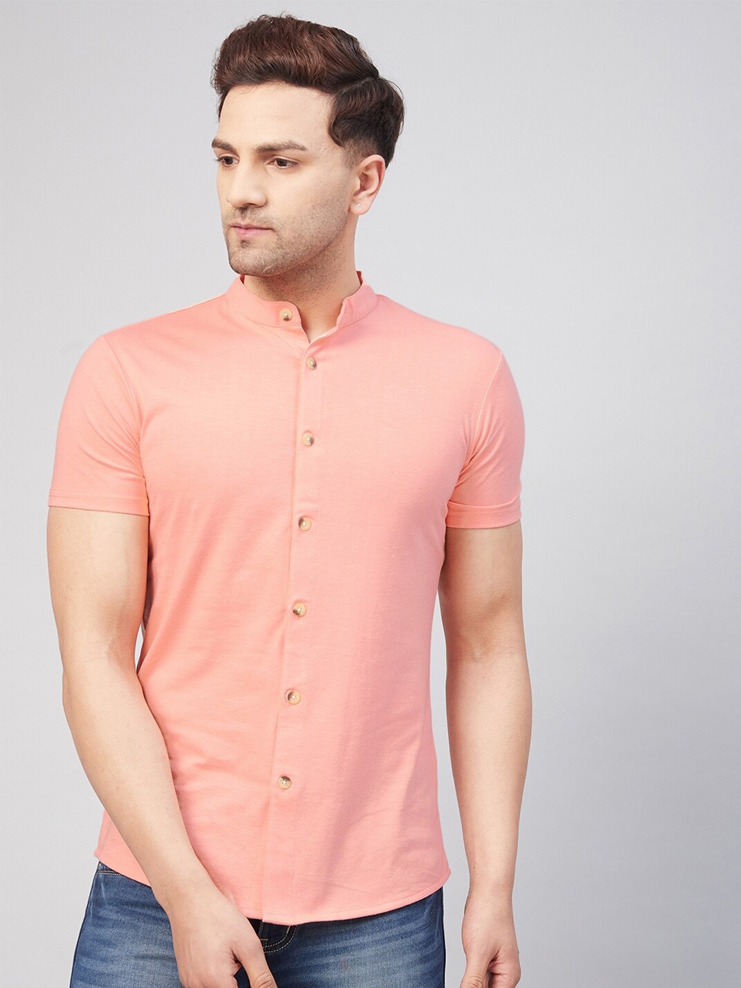 

GRITSTONES Men Coral Solid Comfort Casual Regular Fit Shirt