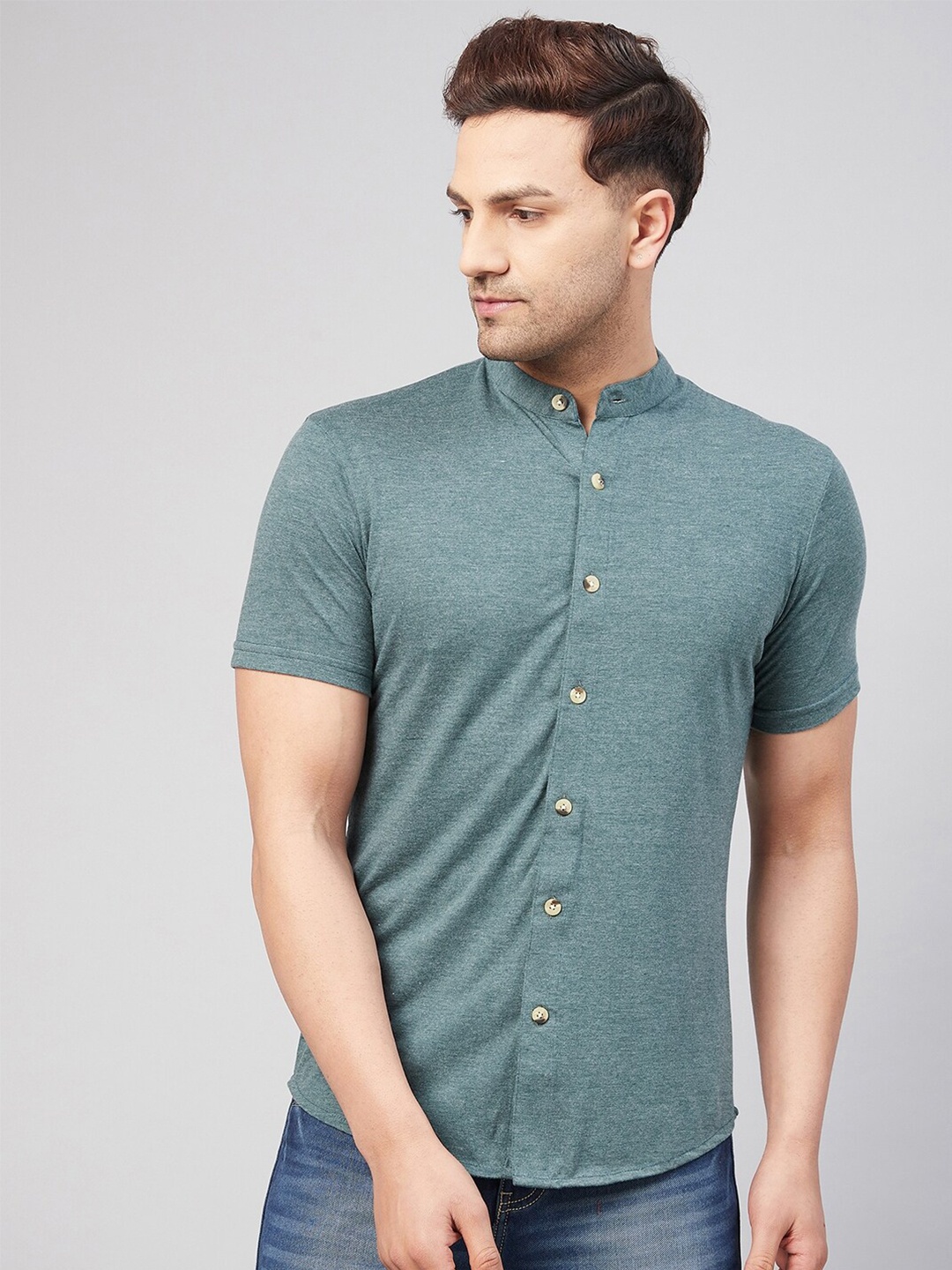 

GRITSTONES Men Green Cotton Comfort Casual Shirt