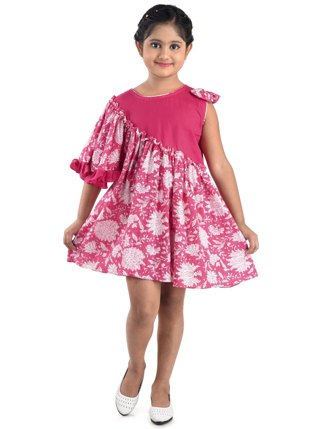 

Kinder Kids Red Floral Cotton A-Line Dress