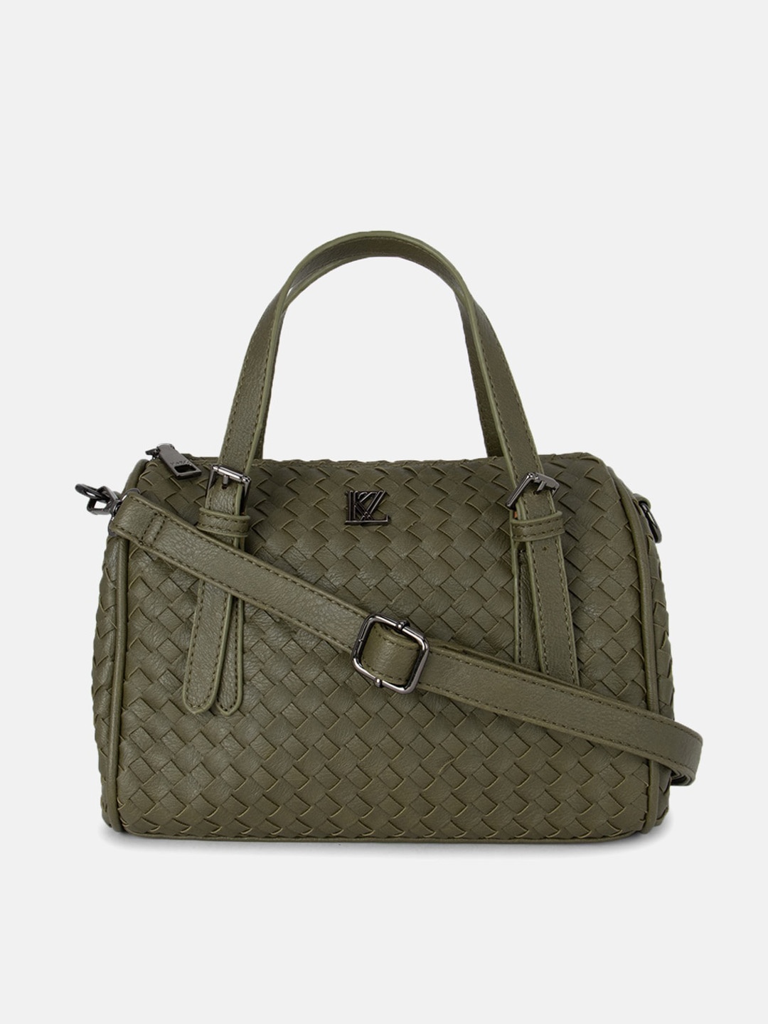

Kazo Olive Green Self Design PU Structured Bag