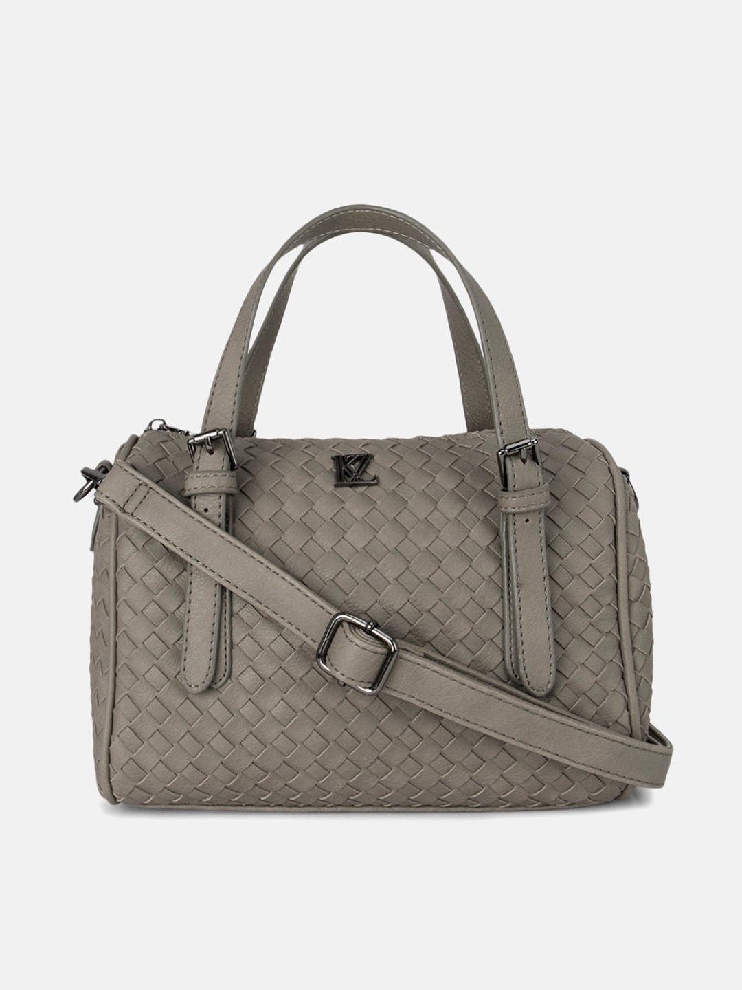 

Kazo Grey Textured PU Structured Satchel with Quilted