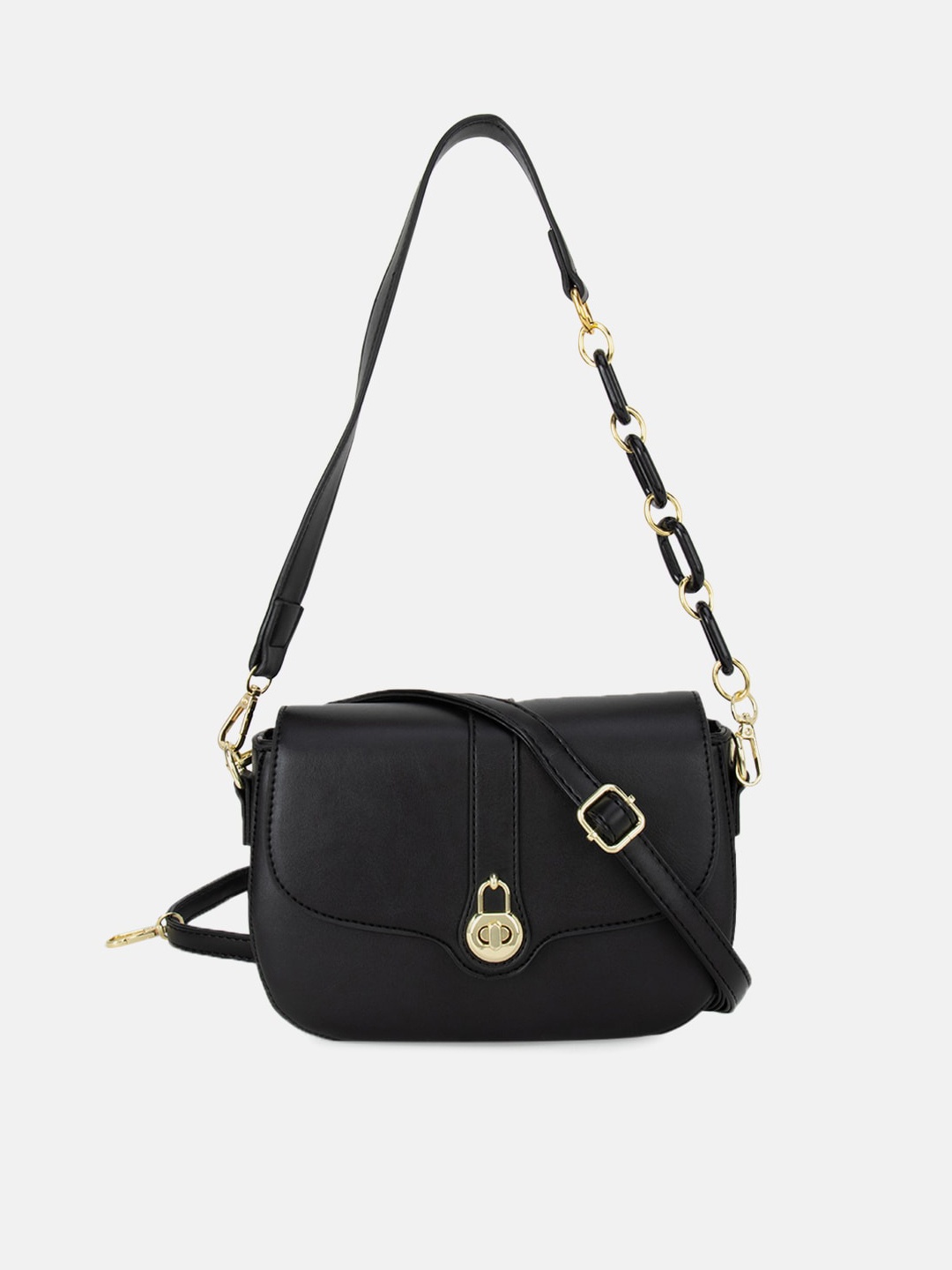 

Kazo Black PU Structured Sling Bag with Tasselled