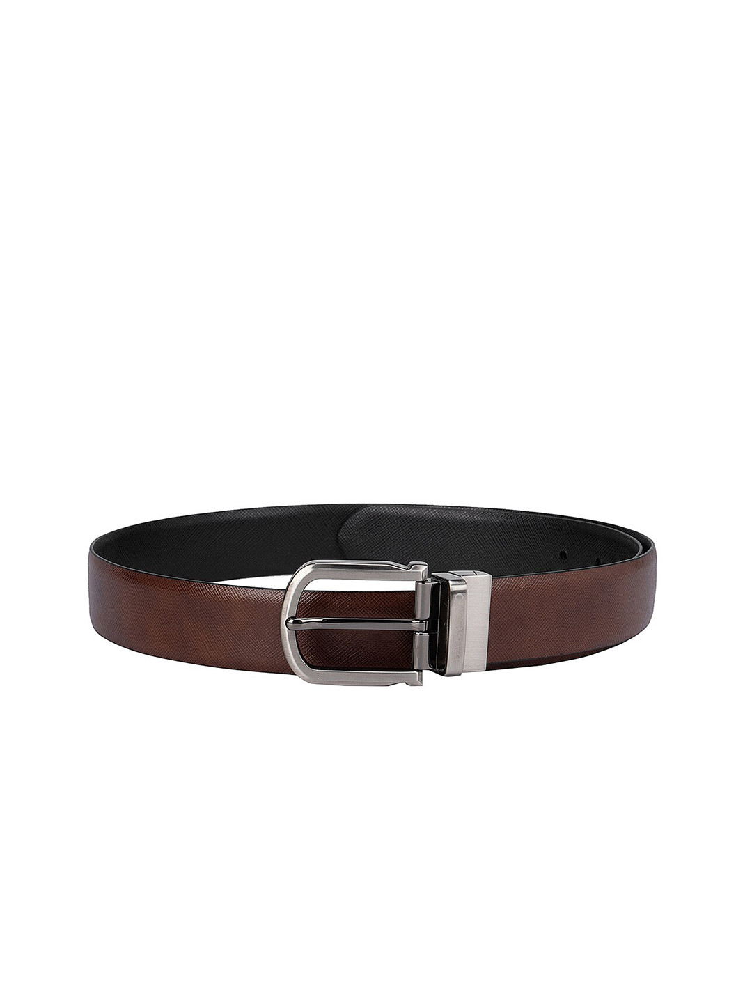 

Da Milano Men Brown & Black Textured Reversible Leather Belt