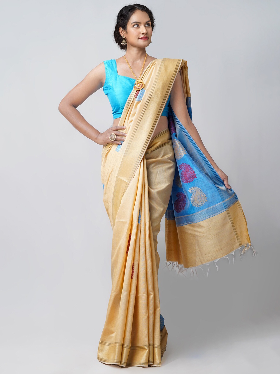 

Unnati Silks Brown Woven Design Bengal Linen Saree
