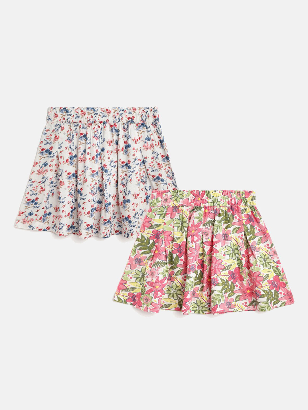 

luyk Girls Pack Of 2 Pink & White Printed A-Line Knee-Length Skirts