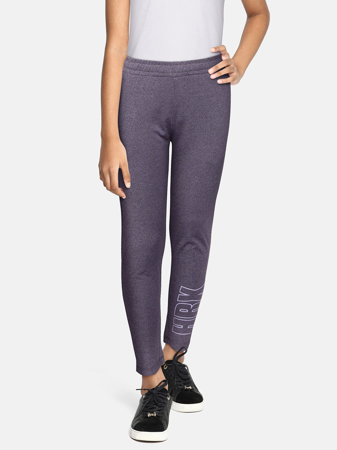 

HRX By Hrithik Roshan Running U-17 Girls Purple Mel Rapid-Dry Brand Carrier Track Pants