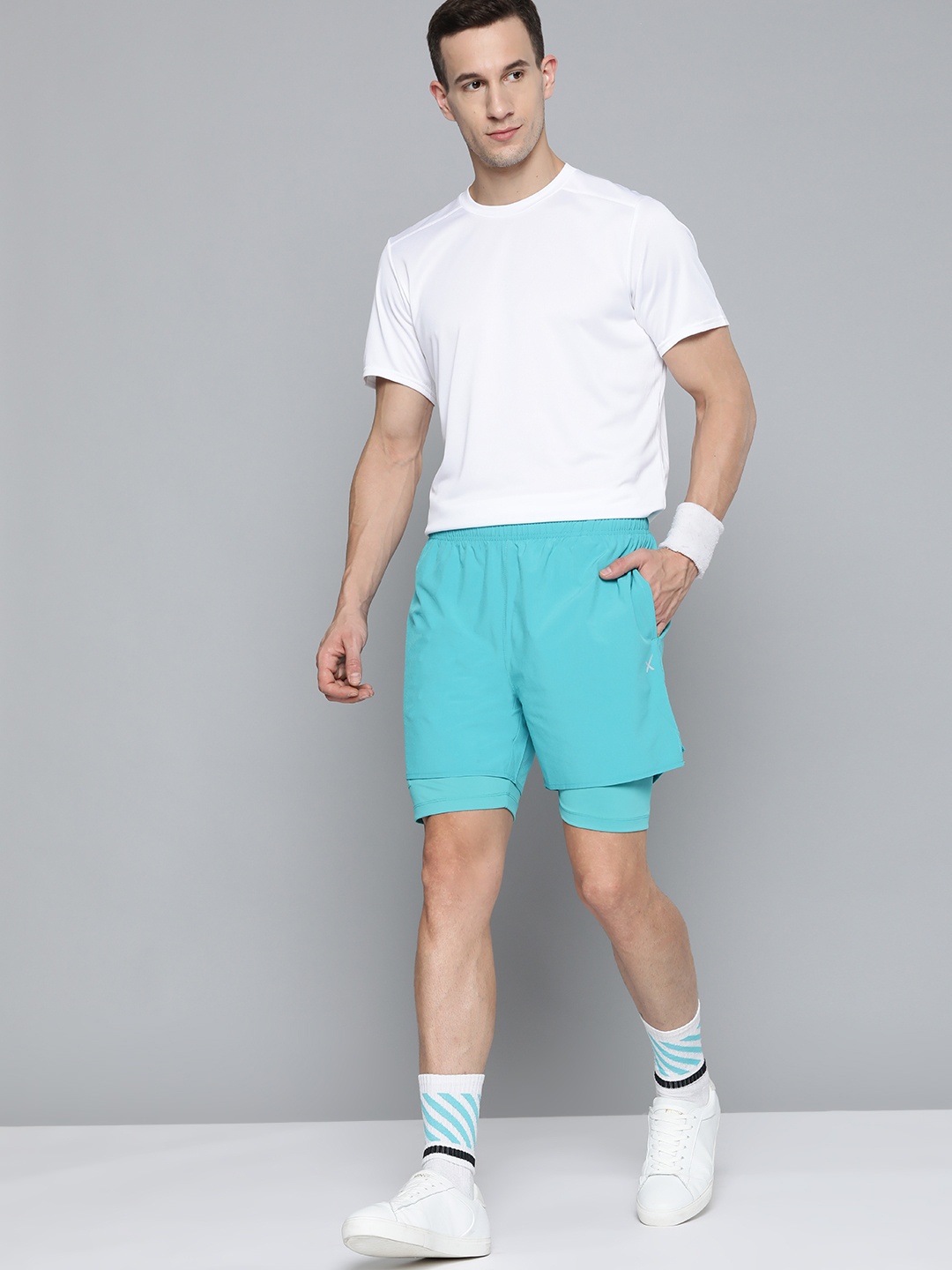 

HRX By Hrithik Roshan Racketsport Men Peacock Blue Rapid-Dry Solid Shorts