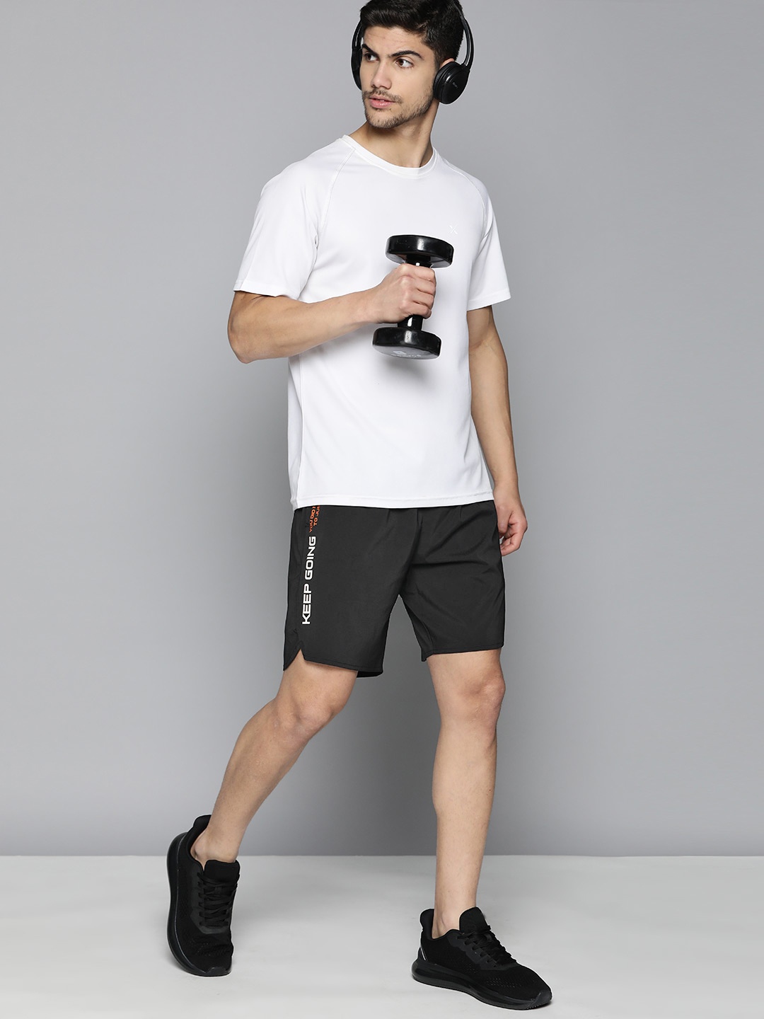 

HRX By Hrithik Roshan Training Men Rapid-Dry Typography Shorts, Black