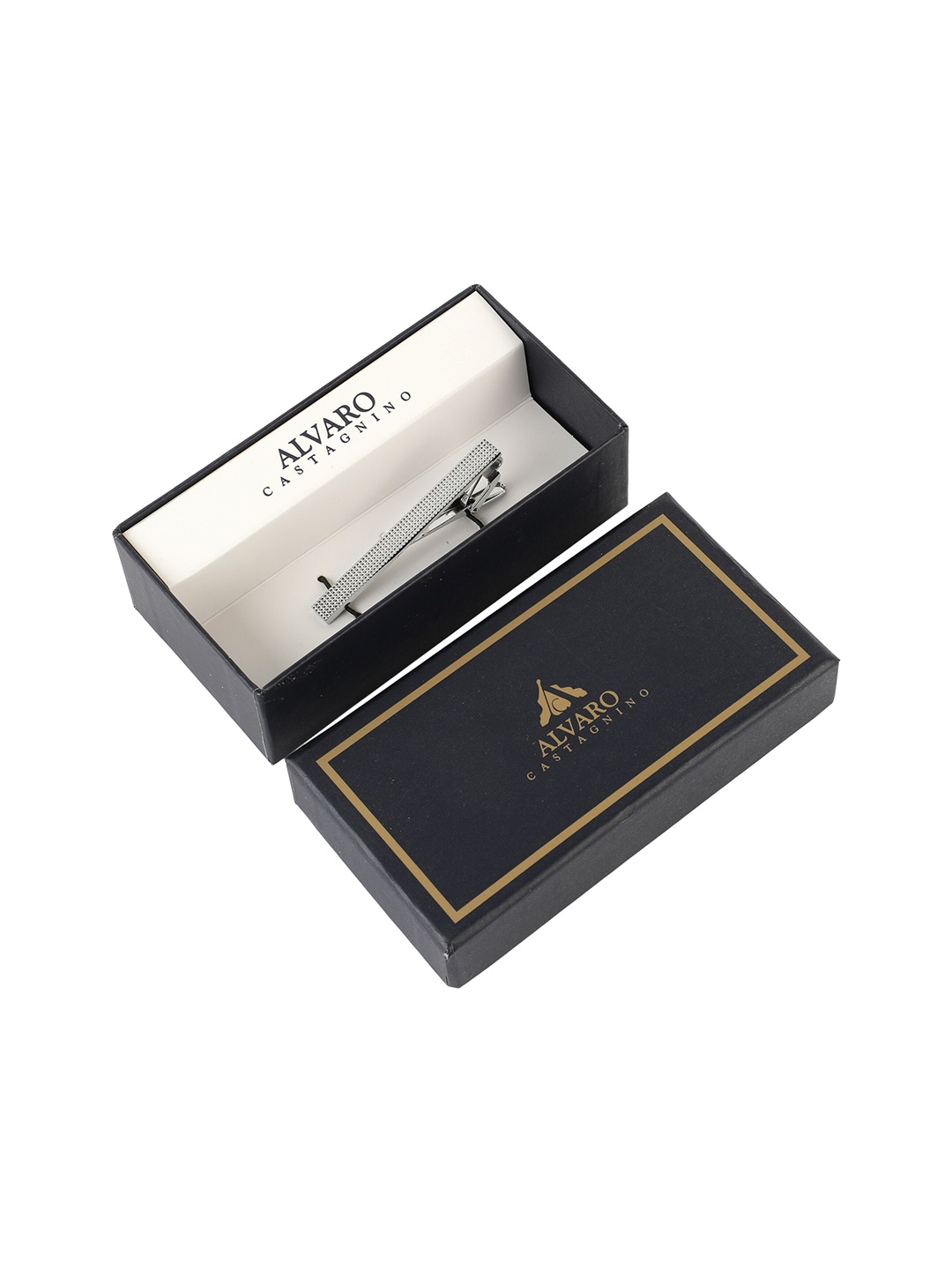 

Alvaro Castagnino Men Silver-Toned Textured Tie Pin
