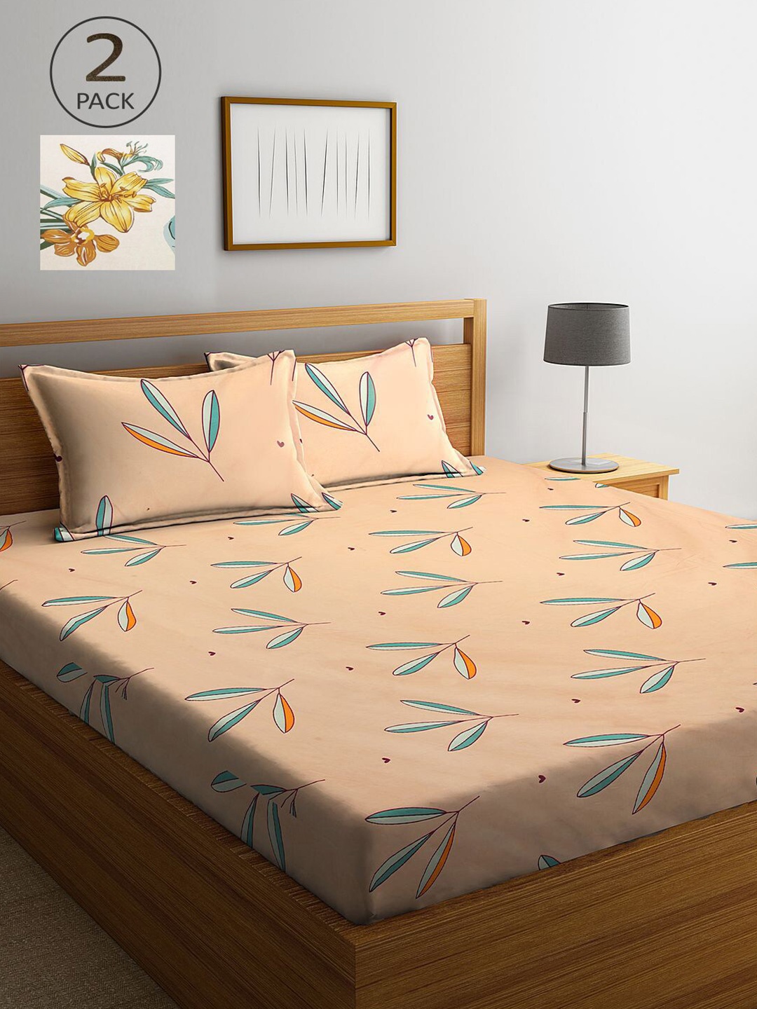 

KLOTTHE Multicoloured Floral 210 TC 2 Queen Bedsheet with 4 Pillow Covers, Multi