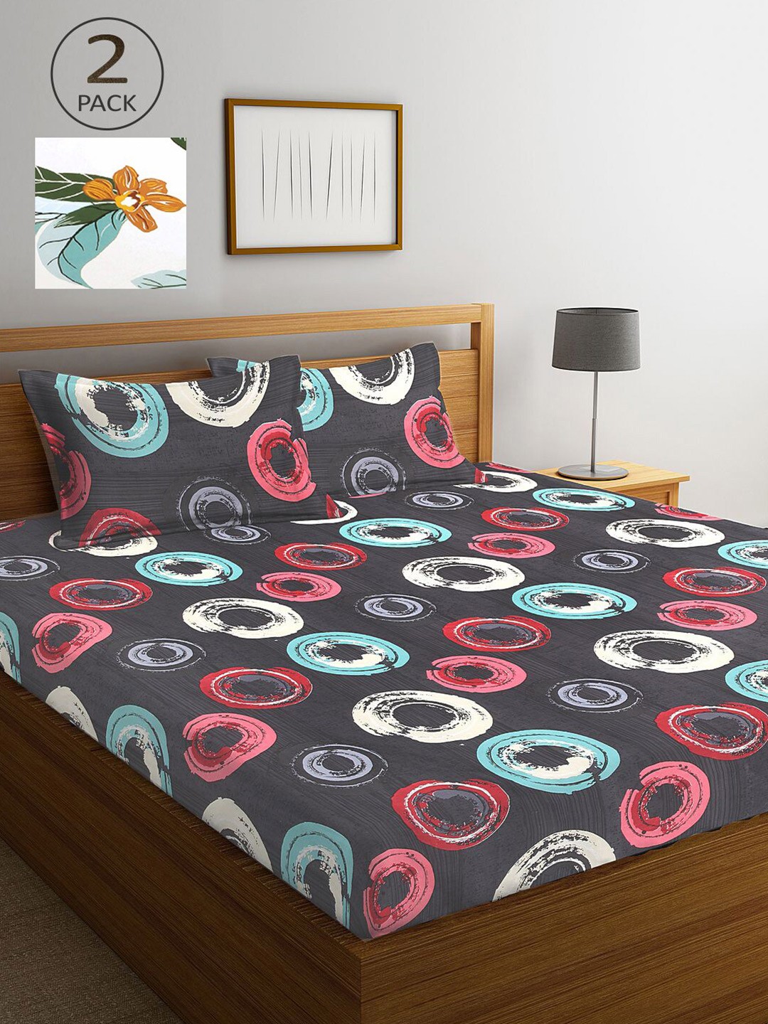 

KLOTTHE Multicoloured Geometric 210 TC 2 Queen Bedsheet with 4 Pillow Covers, Multi
