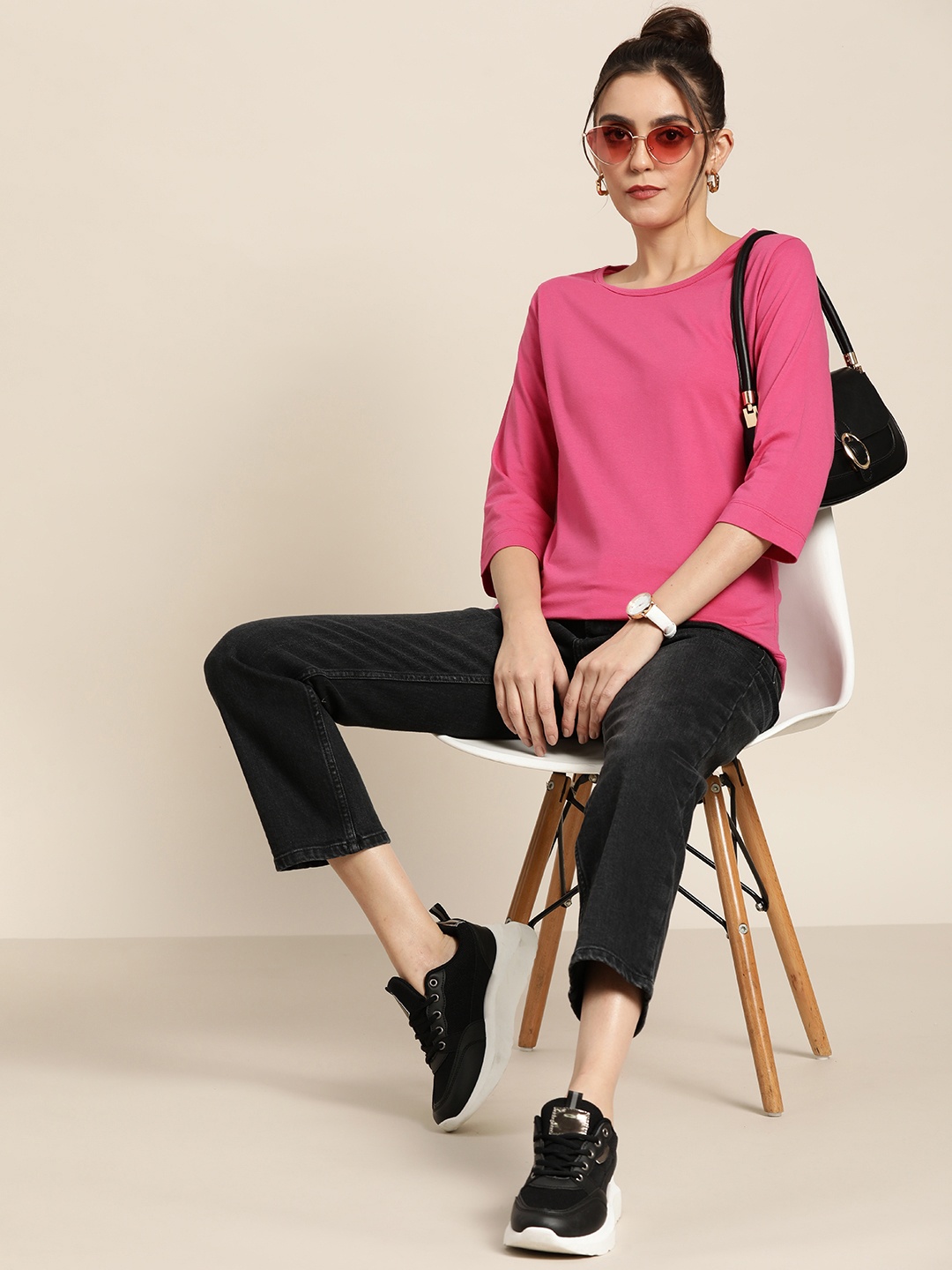

Moda Rapido Women Pink Pure Cotton T-shirt