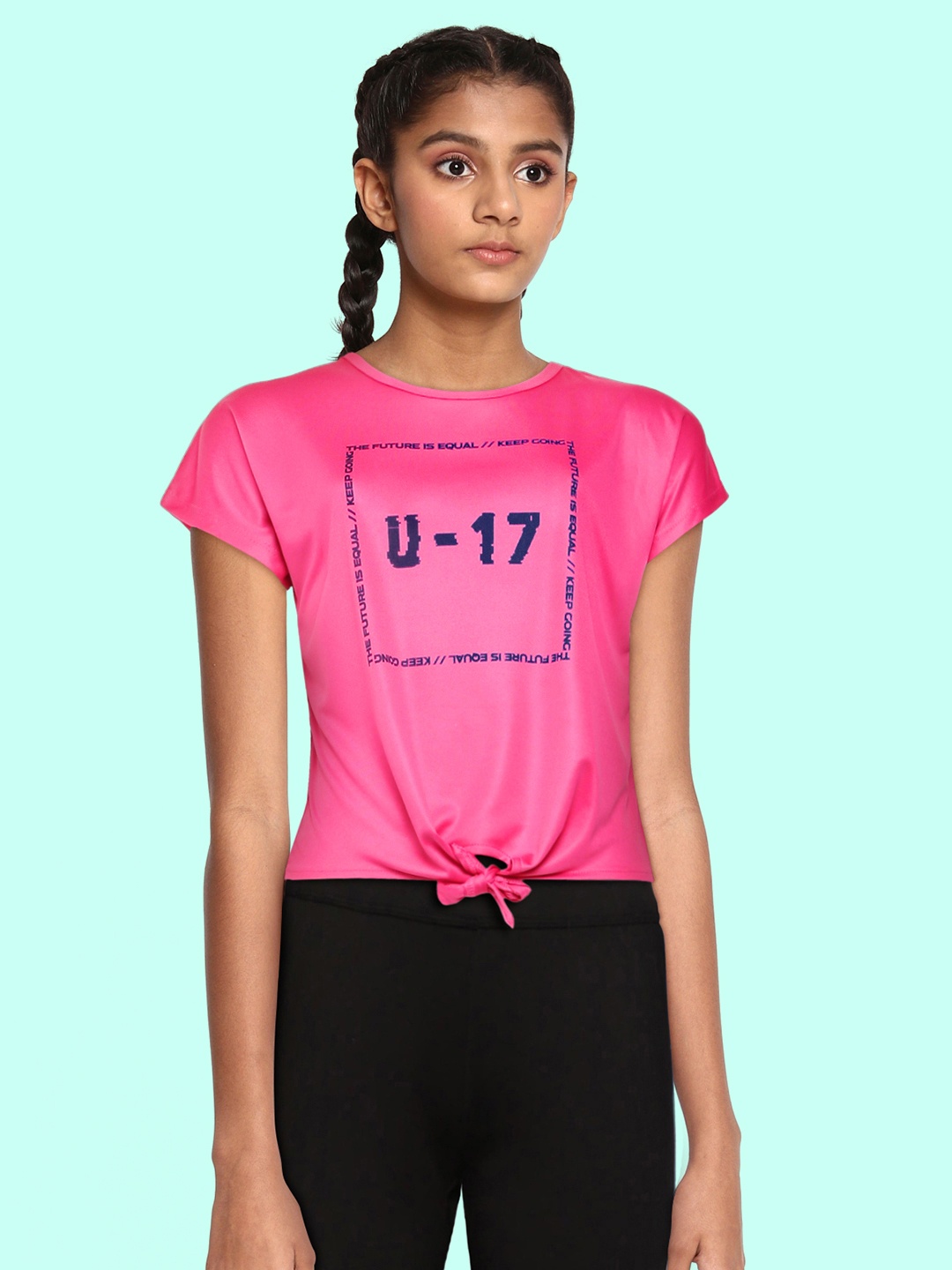 

HRX By Hrithik Roshan Active Girls Orchid Flower Rapid-Dry Brand Carrier Tshirts, Fuchsia