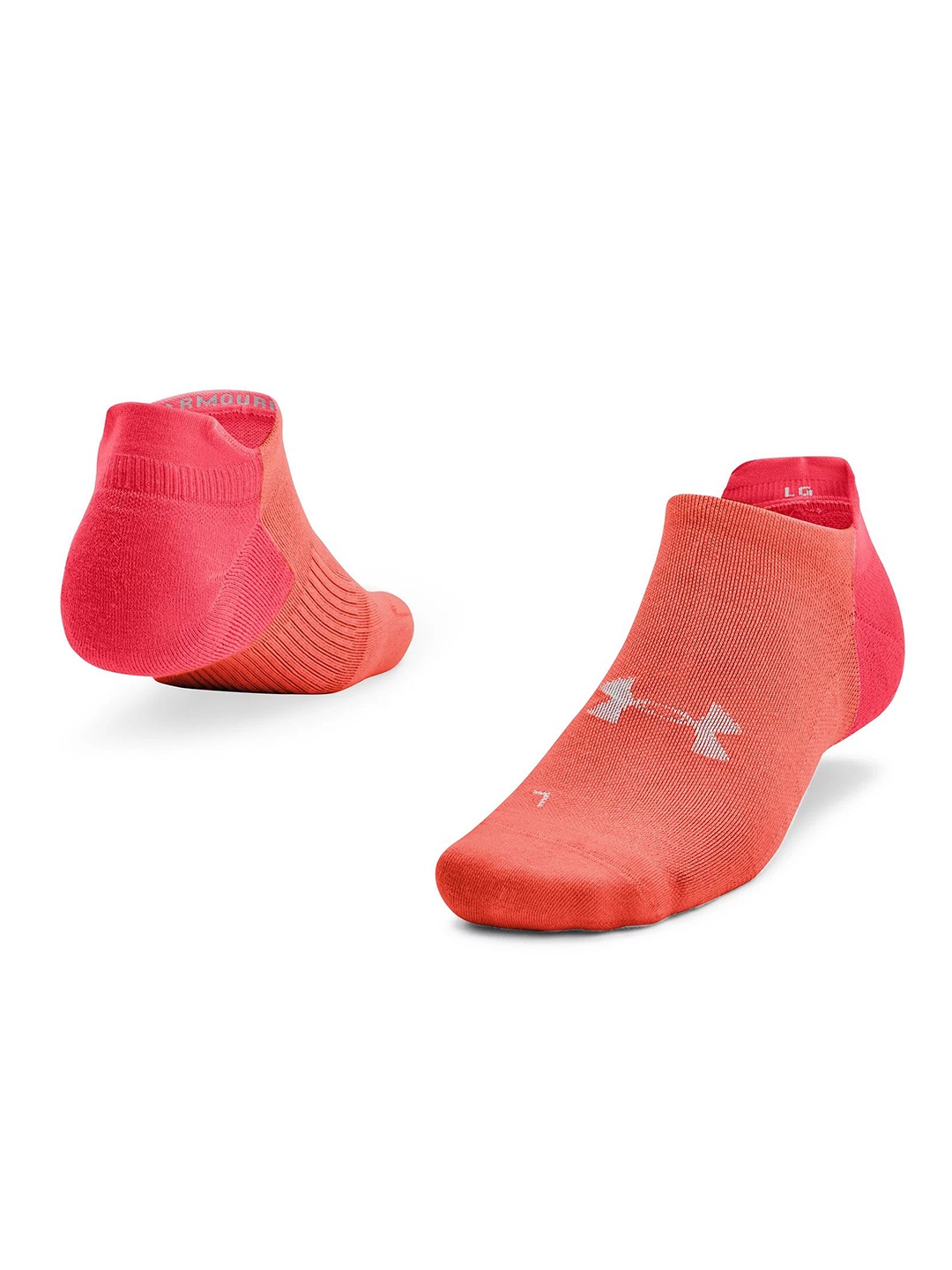 UNDER ARMOUR Unisex Coral Orange Woven Design Dry Run No Show Ankle-Length Socks