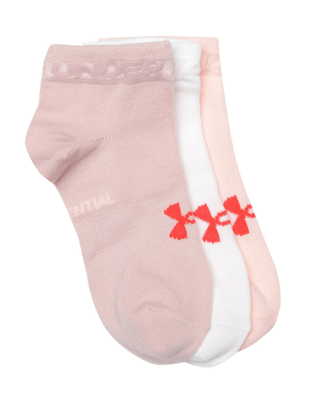 

UNDER ARMOUR Unisex Pack of 3 Brand Logo Patterned Essential Low Cut Ankle Length Socks, Peach