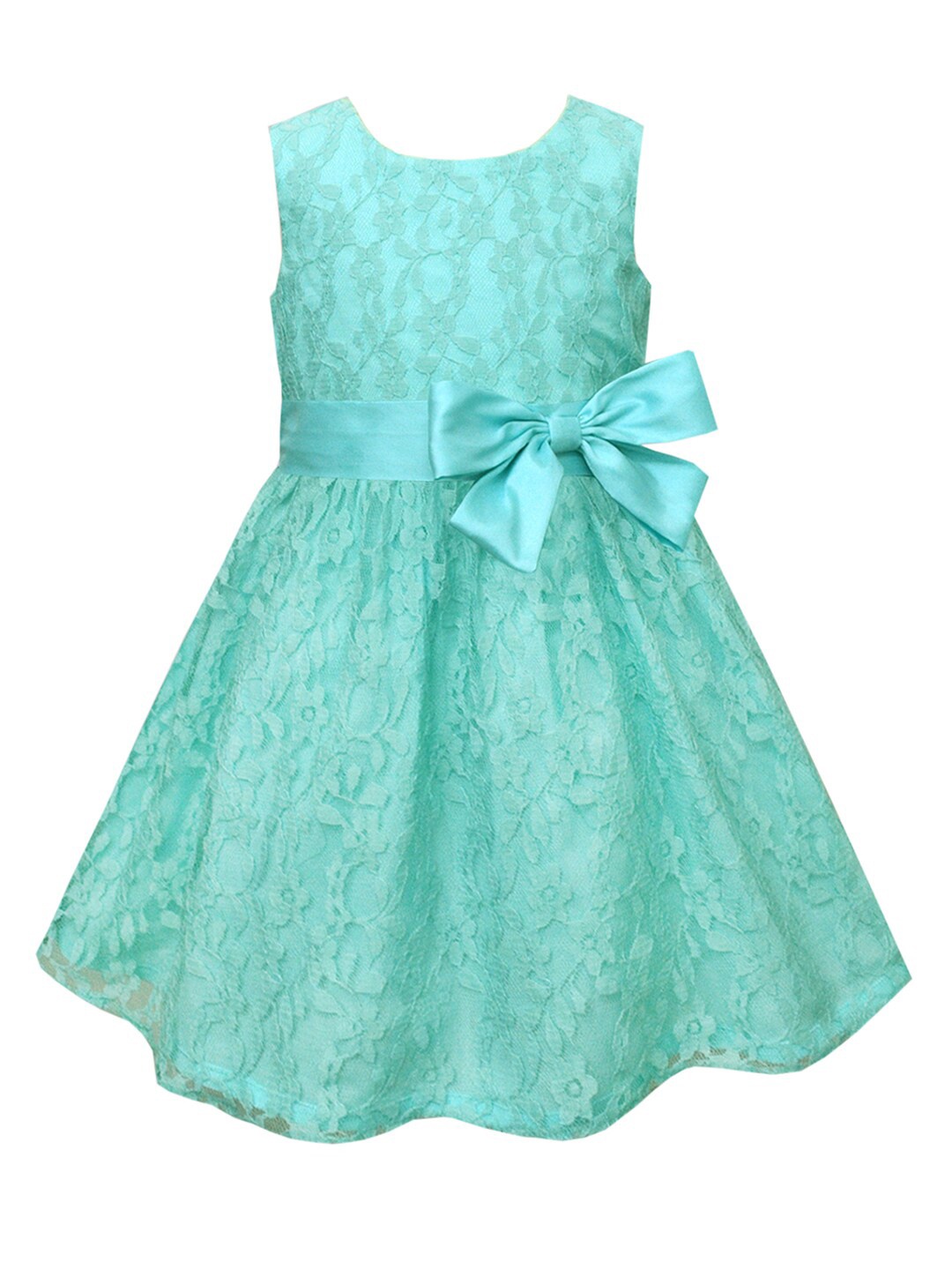 

A T U N Girls Sea Green Lace Dress