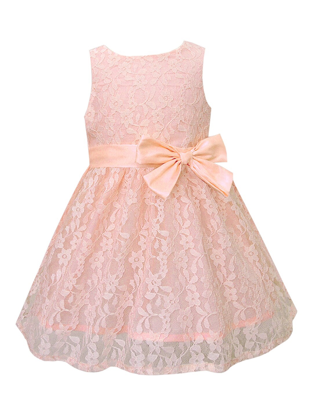 

A T U N Peach-Coloured Lace Dress