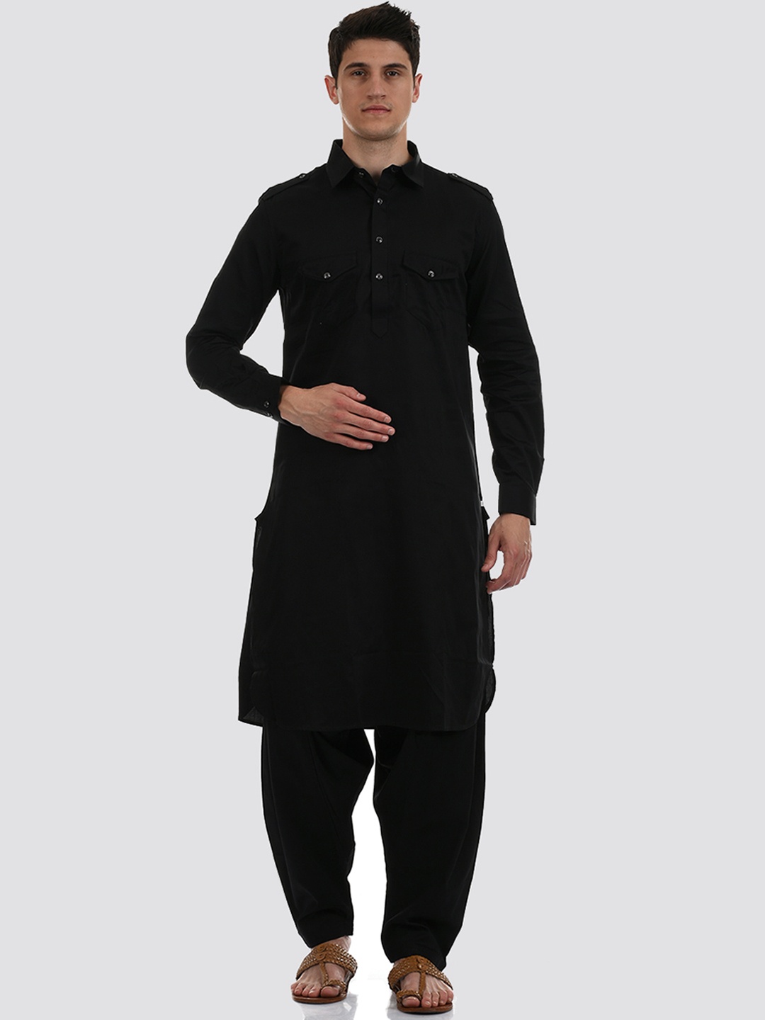 

Ethnicity Men Black Kurta with Pyjamas